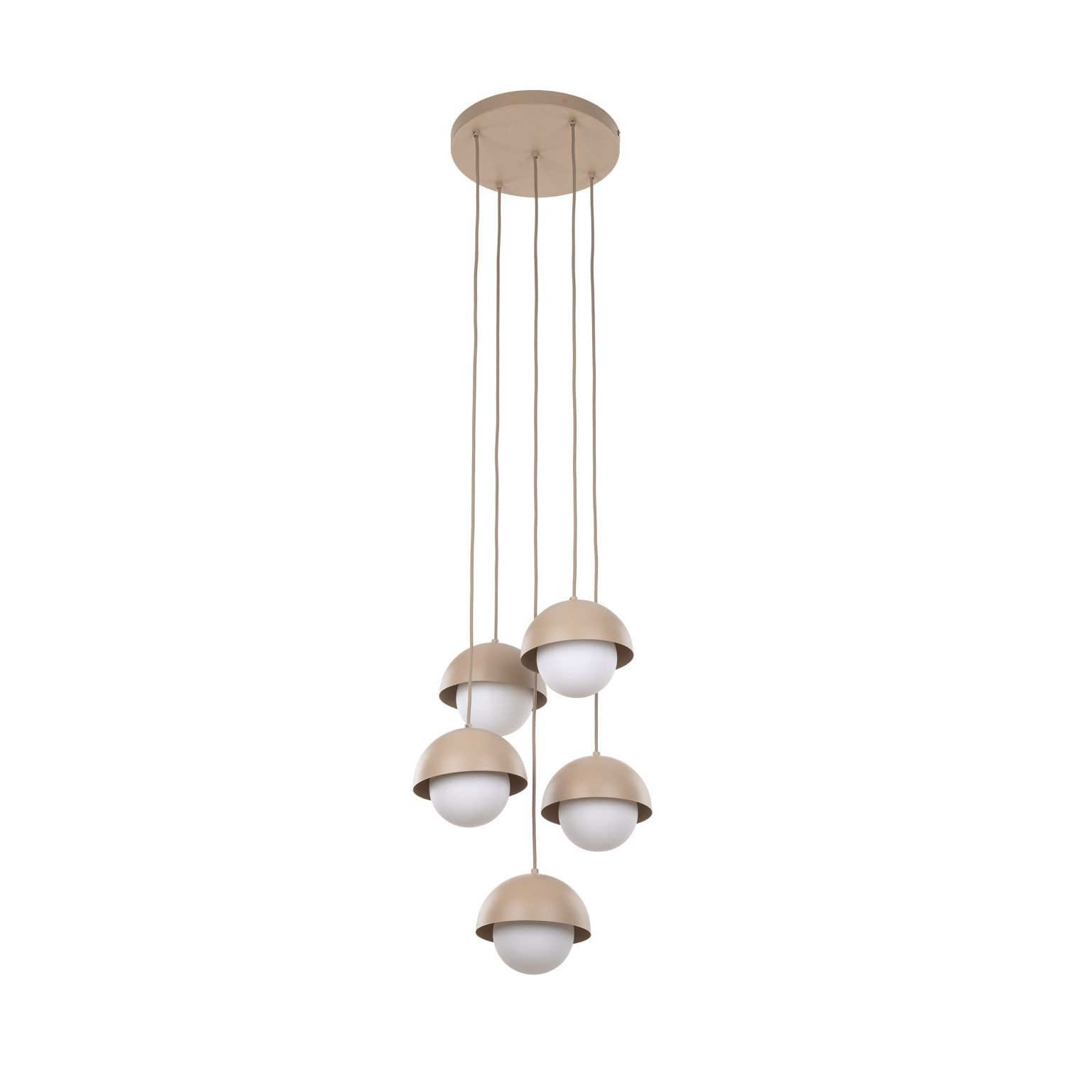 Licht-Erlebnisse Pendelleuchte DEVIN, ohne Leuchtmittel, Glas Metall H: max. 140 cm 32 cm breit Beige Weiß G9 Modern