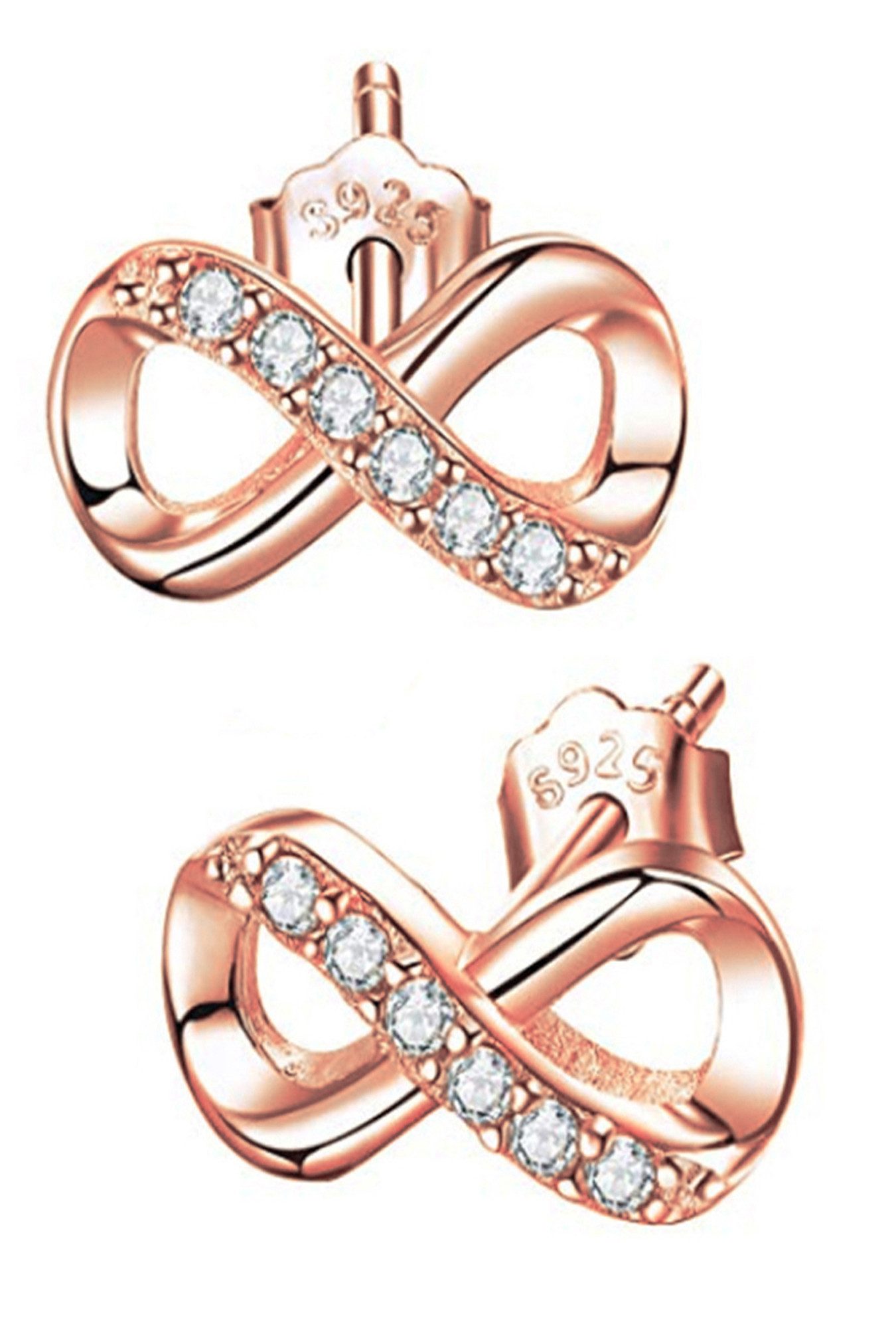 Limana Paar Серьги-гвоздики 5x10mm kleine 925 Silber Unendlichkeit Infinity Ohrringe Zirkonia (inkl. Geschenkdose mit Herz Gravur), Liebesgeschenk Liebe Geschenk für Sie Frauen Damen Freundin Mutter Oma