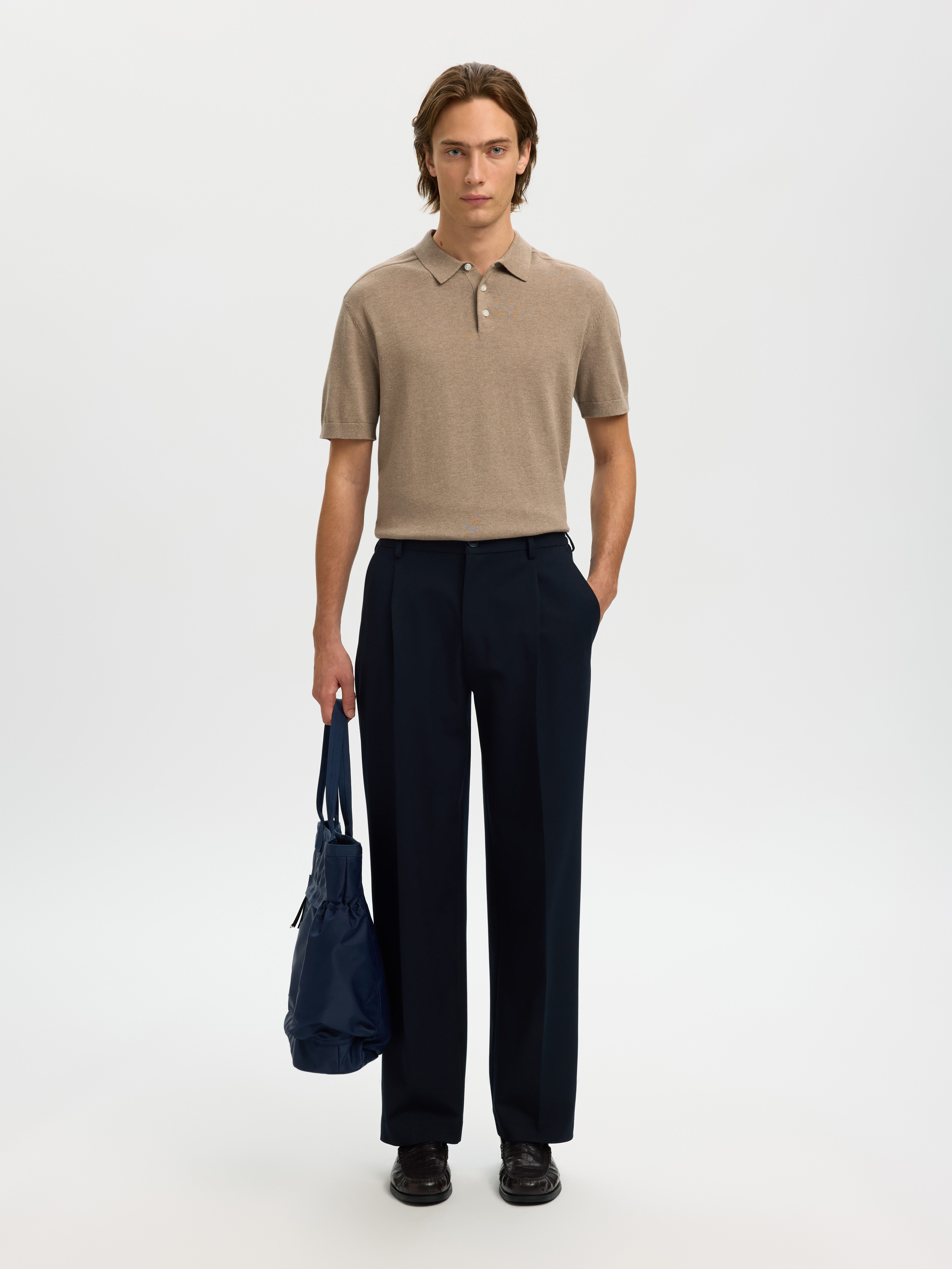 Selected Poloshirt SLHBERG SS KNIT POLO NOOS aus Feinstrick