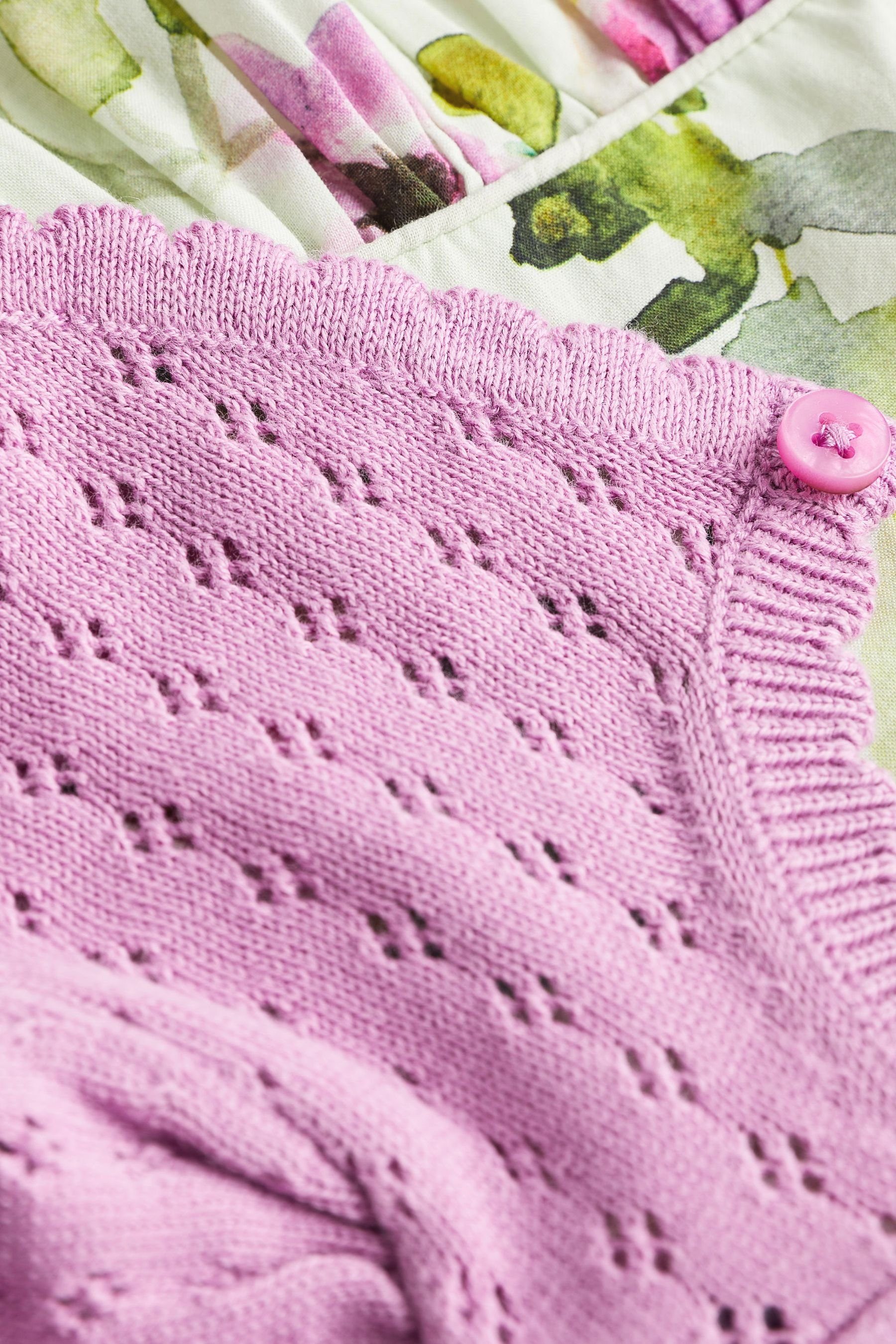 Next Partykleid Gewebtes Strickjacke Floral Lilac Purple Babys und (3-tlg) für Kleid
