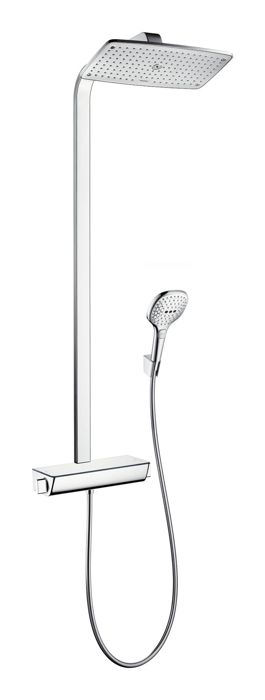 hansgrohe Duschsystem Raindance Select E Showerpipe, Höhe 106.6 cm, 1 Strahlart(en), 360 1jet EcoSmart 9 l/min mit Thermostat Chrom