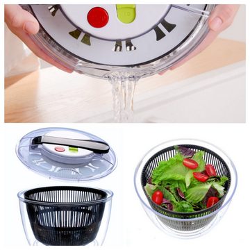 DAKYAM Salatschleuder mit STOPPEN-Taste,5 Liter, Ø 24 cm,mit STOPPEN-Taste, leicht zu reinigen