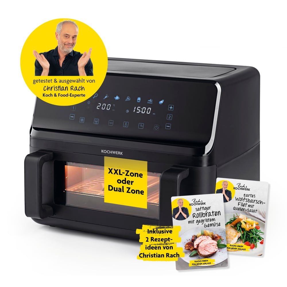 GOURMETmaxx Heißluftfritteuse Doppelkammer 9l 8 Programme, 2700 W ...