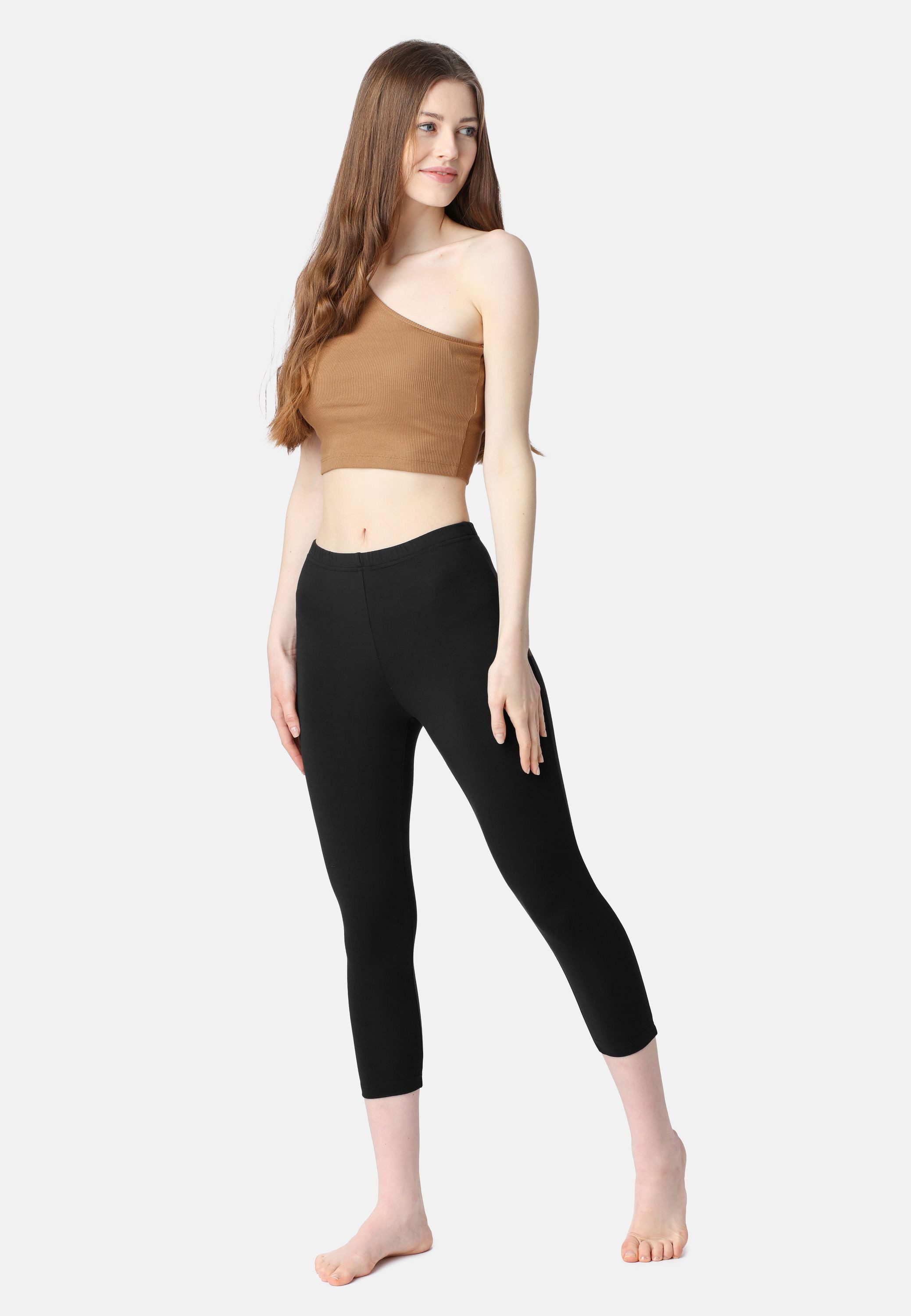 Bellivalini Leggings Damen 3/4 Capri Leggings aus Baumwolle BLV50-199 (1-tlg) elastischer Bund