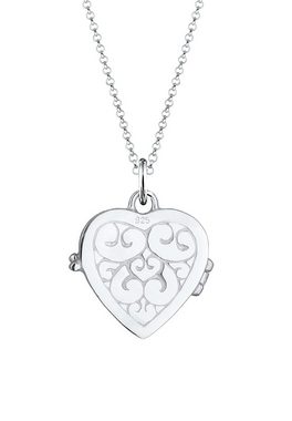 Elli Kette mit Anhänger Herz-Medaillon Amulett Ornament 925 Silber