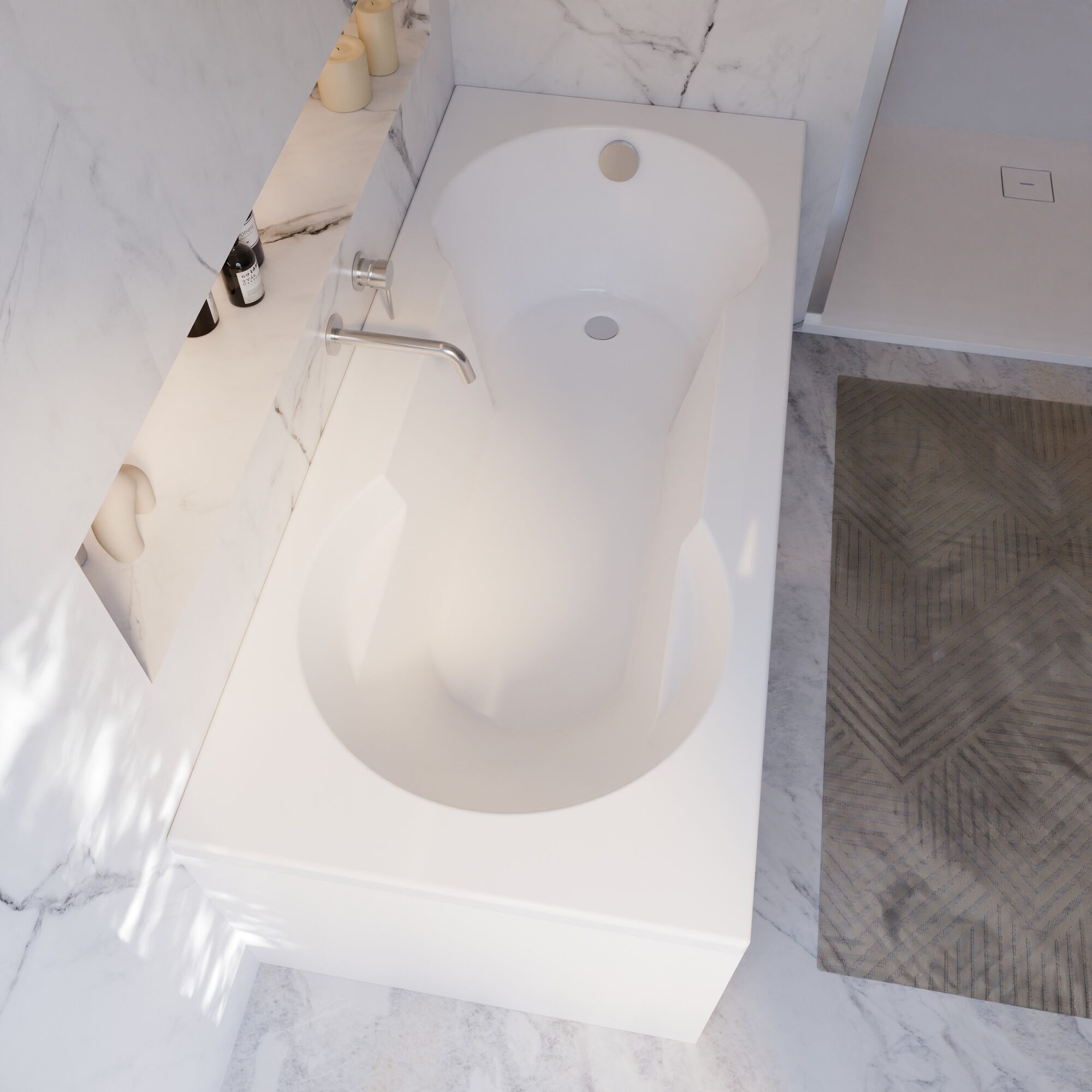 Schulte Badewanne Rechteck Ozea 170x75 cm, Sanitäracryl Weiß Komplett-Set mit Wannenträger und Ablauf – Bild 4 von 5