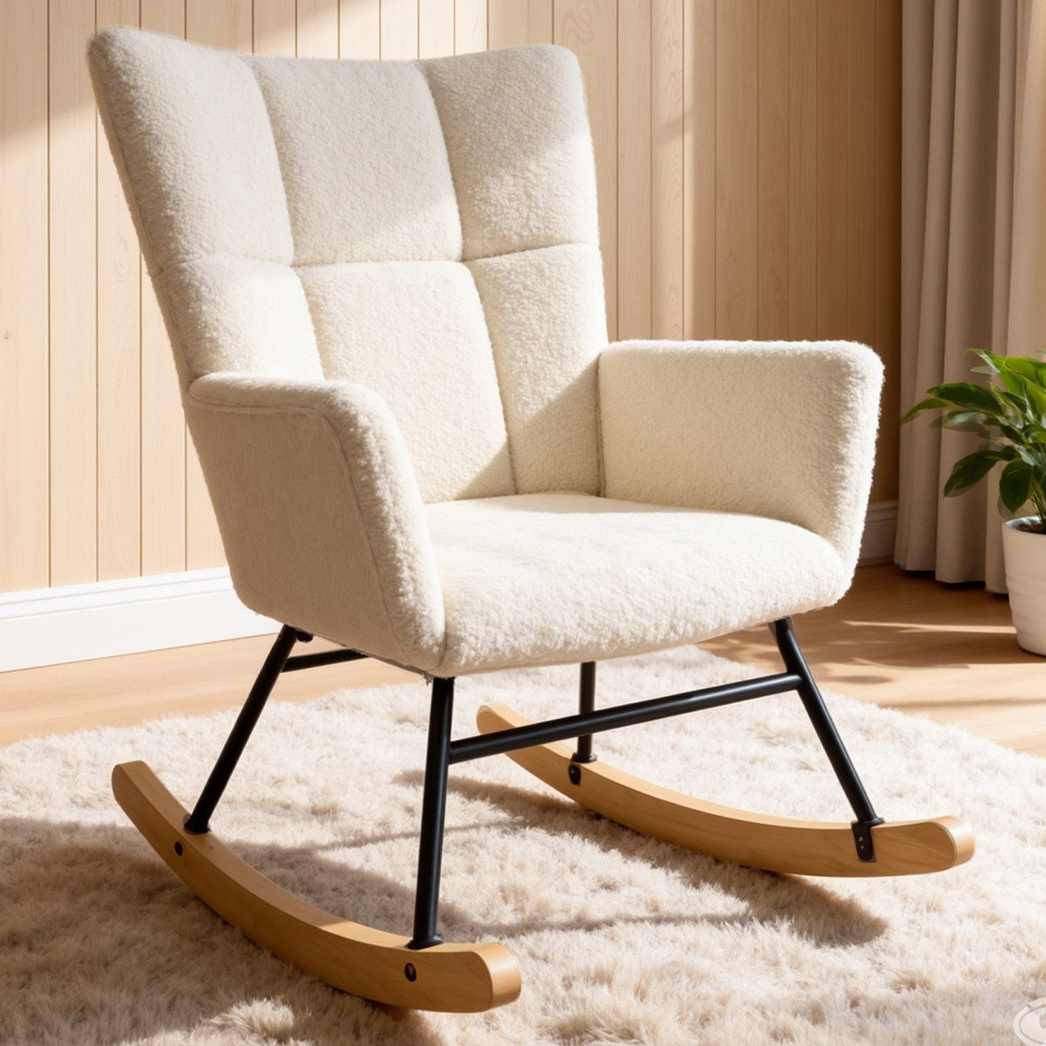 oyajia Schaukelstuhl Stillsessel Relaxsessel Loungesessel (Mit Holzkufen Wo günstig online kaufen