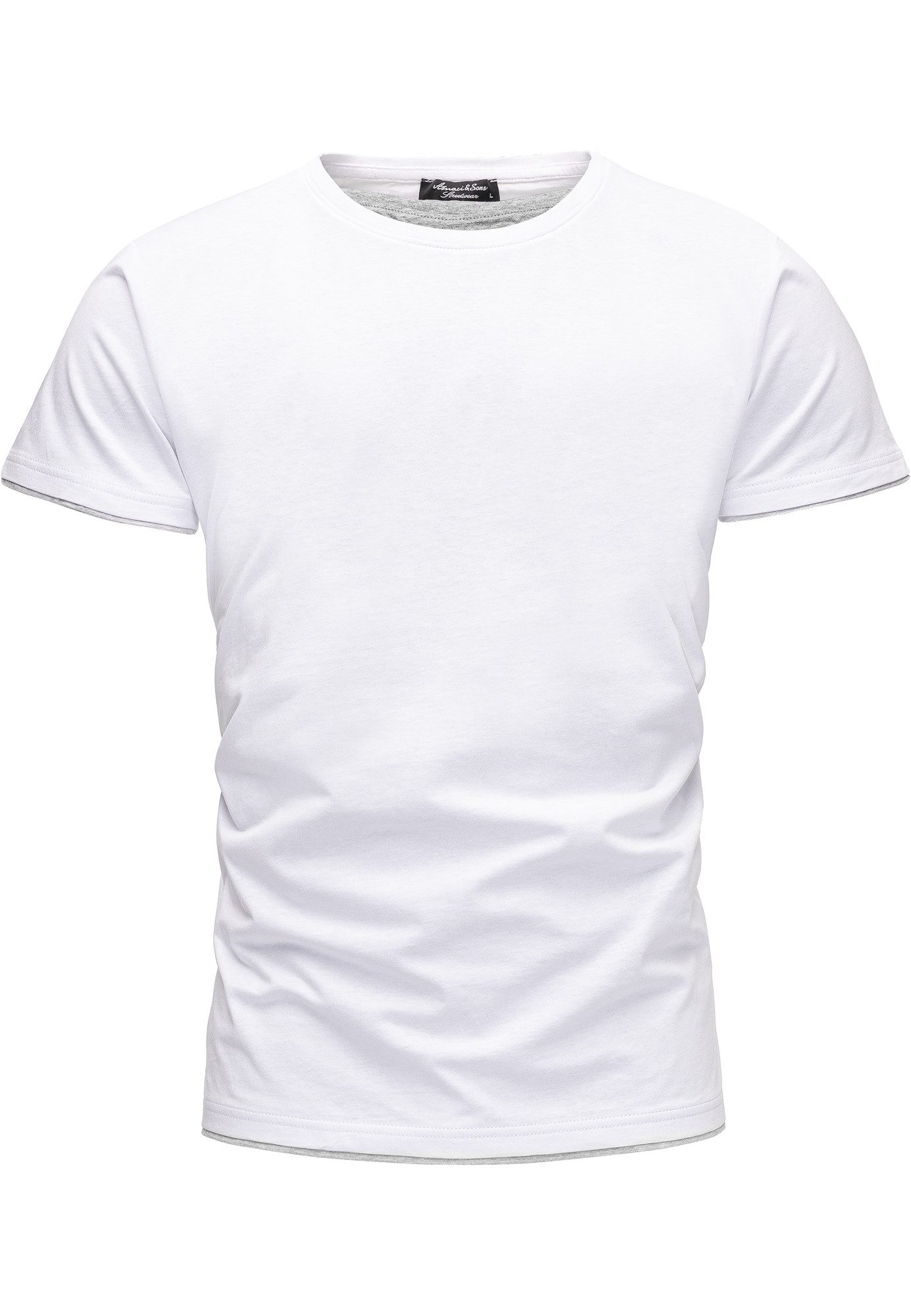 Amaci&Sons T-Shirt LAKEWOOD Herren Slim-Fit Basic günstig online kaufen
