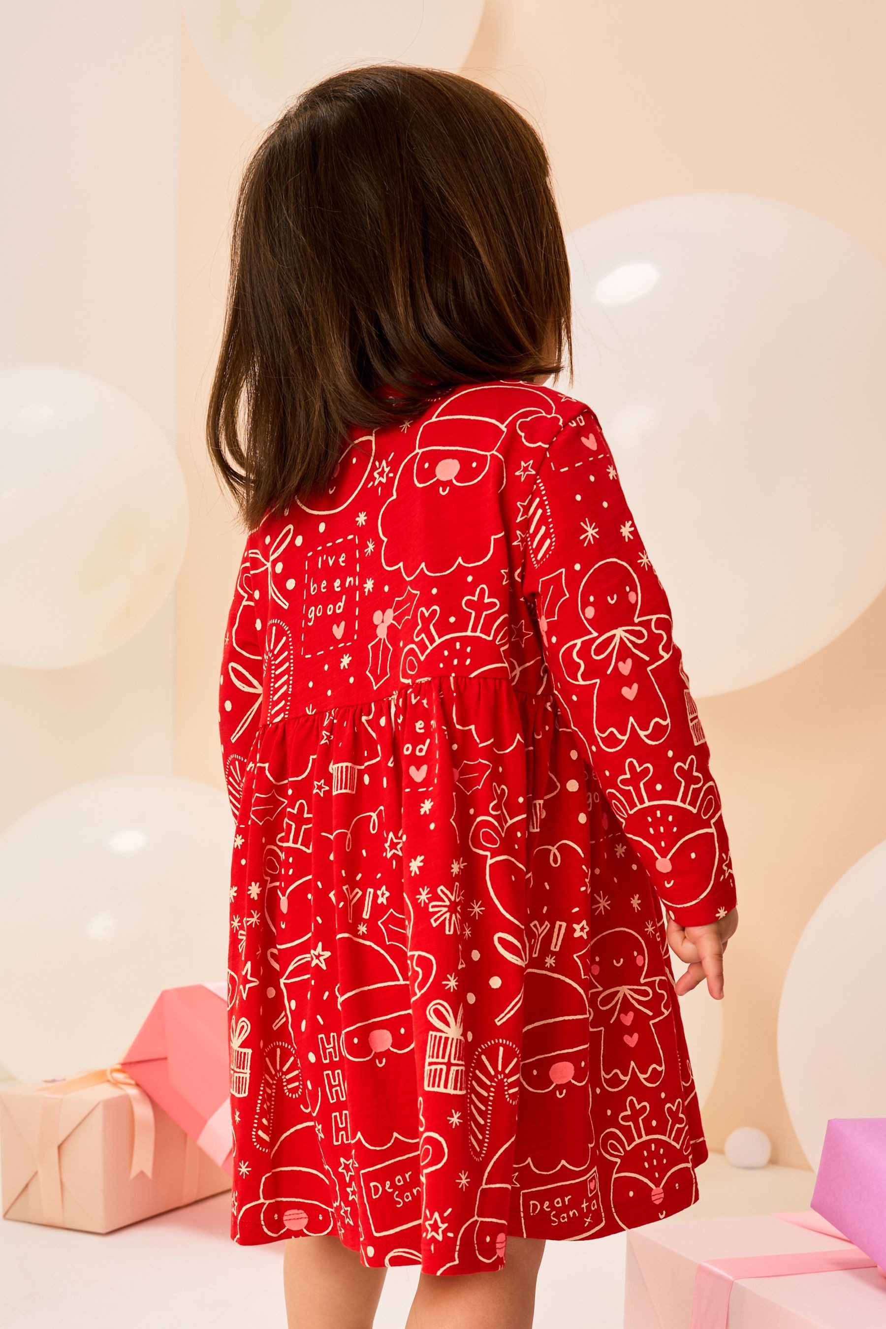 Next Blusenkleid Langärmeliges Weihnachtskleid mit Motiv günstig online kaufen