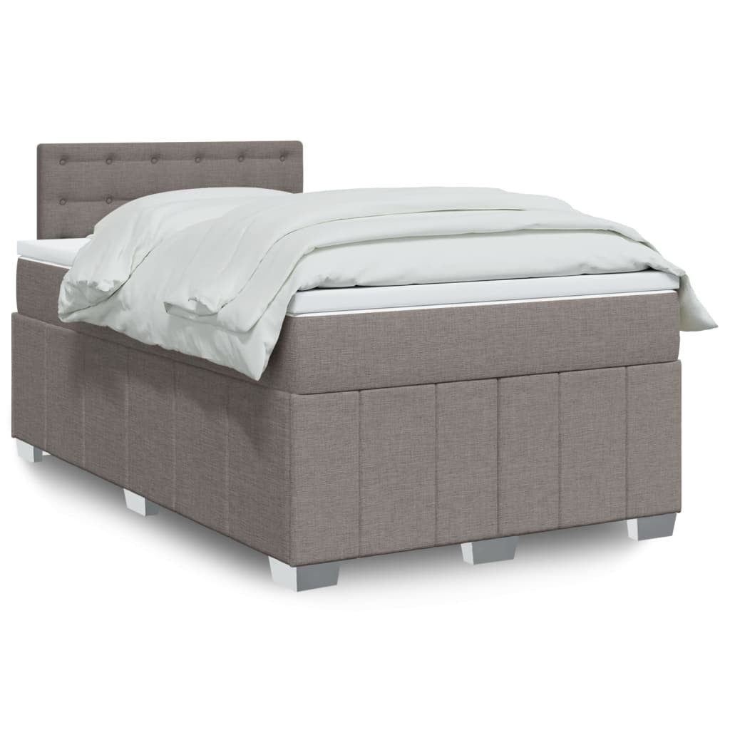 vidaXL Bett Boxspringbett mit Matratze Taupe 120x190 cm Stoff