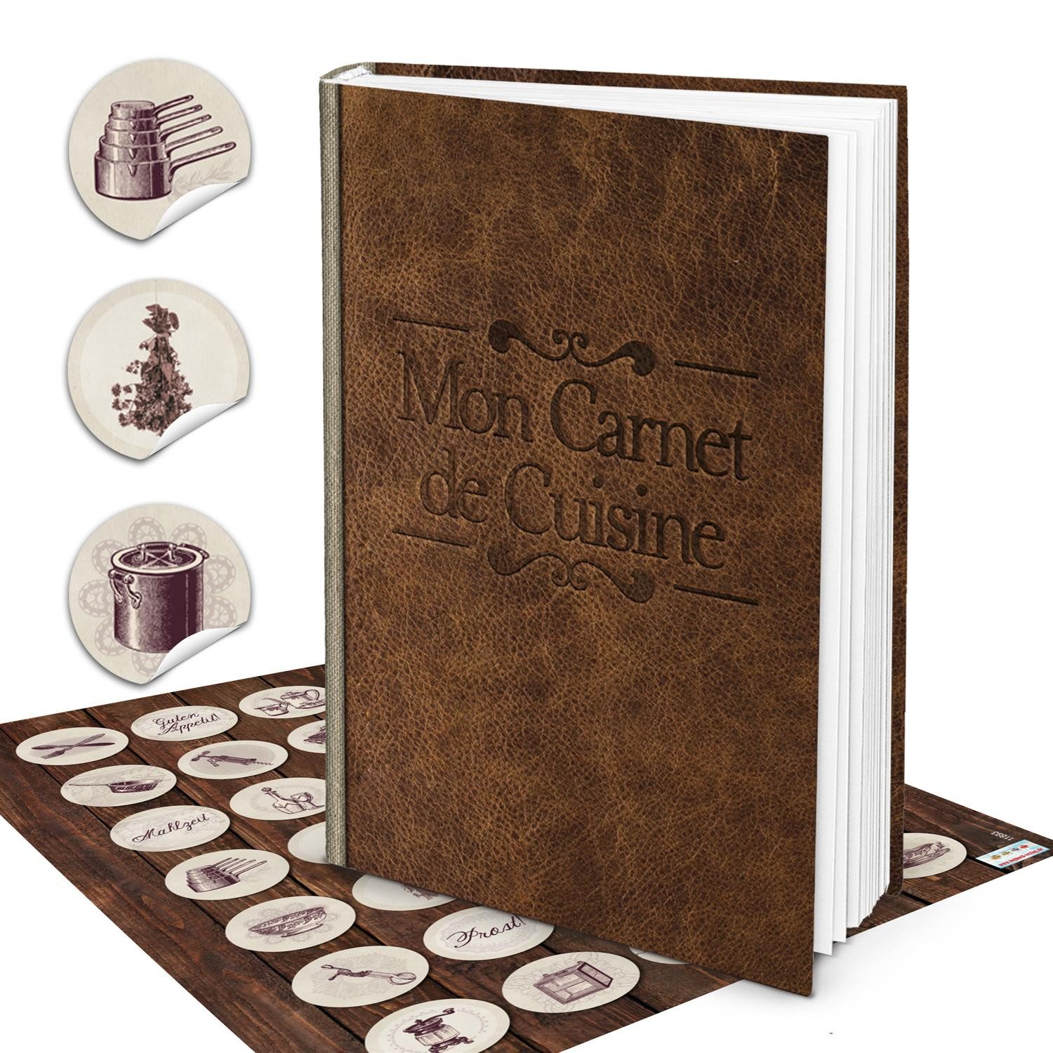 Logbuch-Verlag Notizbuch XXL Rezeptbuch zum Selberschreiben MON CARNET de CUISINE LEDER-
