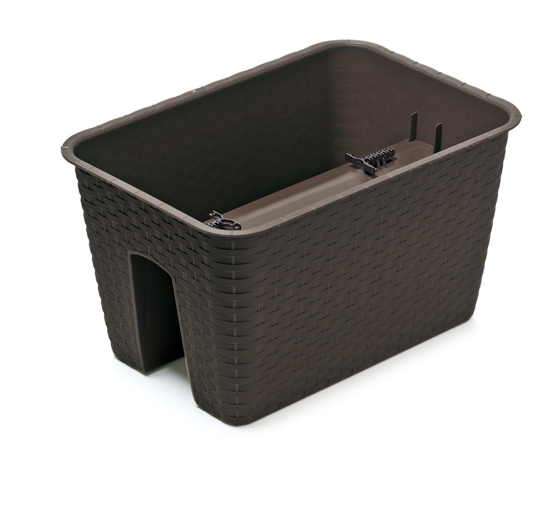 BigDean Blumenkasten 40x27x22,5 Rattan Look Geländer Balkongeländer Blumentopf Umbra Brau
