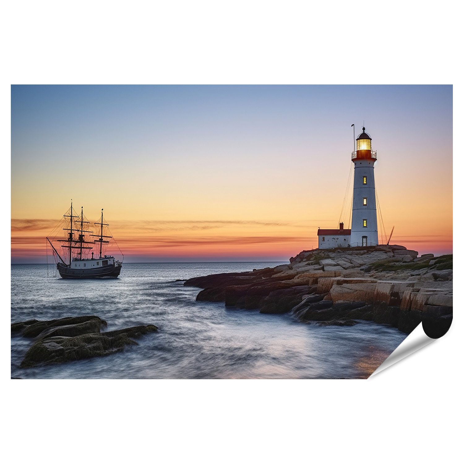 Poster Schiff Leuchtturm Schiff Leuchtturm Bilder