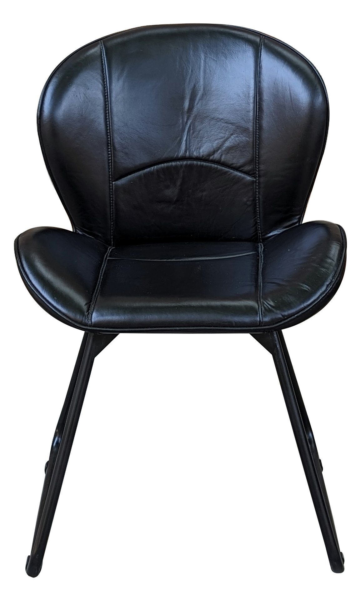 Casa Moro Polsterstuhl Lederstuhl Alessandro Braun in Esszimmerstuhl Leder Stuhl handgefertigt (Retro Beige Echt Schwarz)