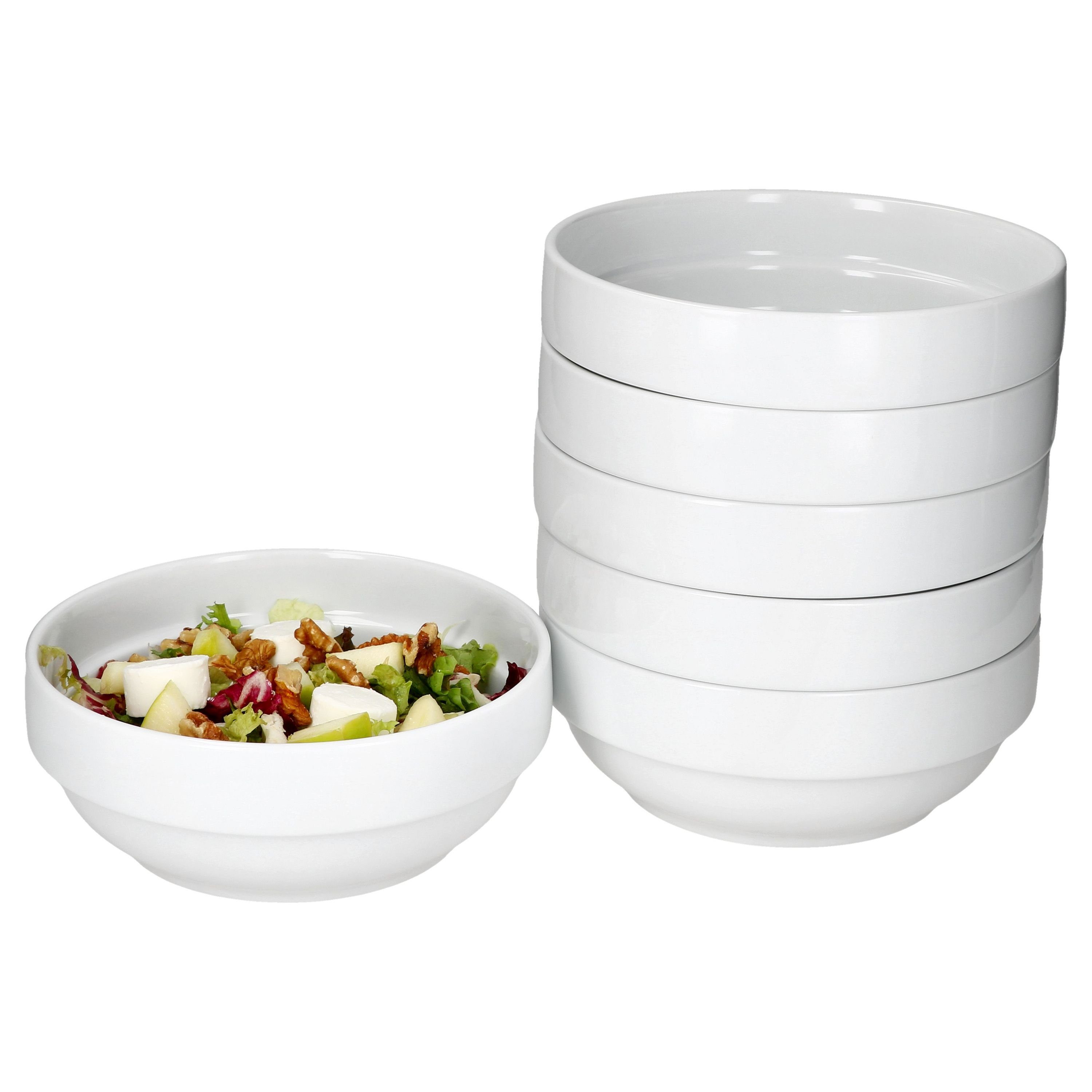 Servierschale 6er Set Tommy Schale Ø17,5cm weiß 670ml Porzellan stapelbar