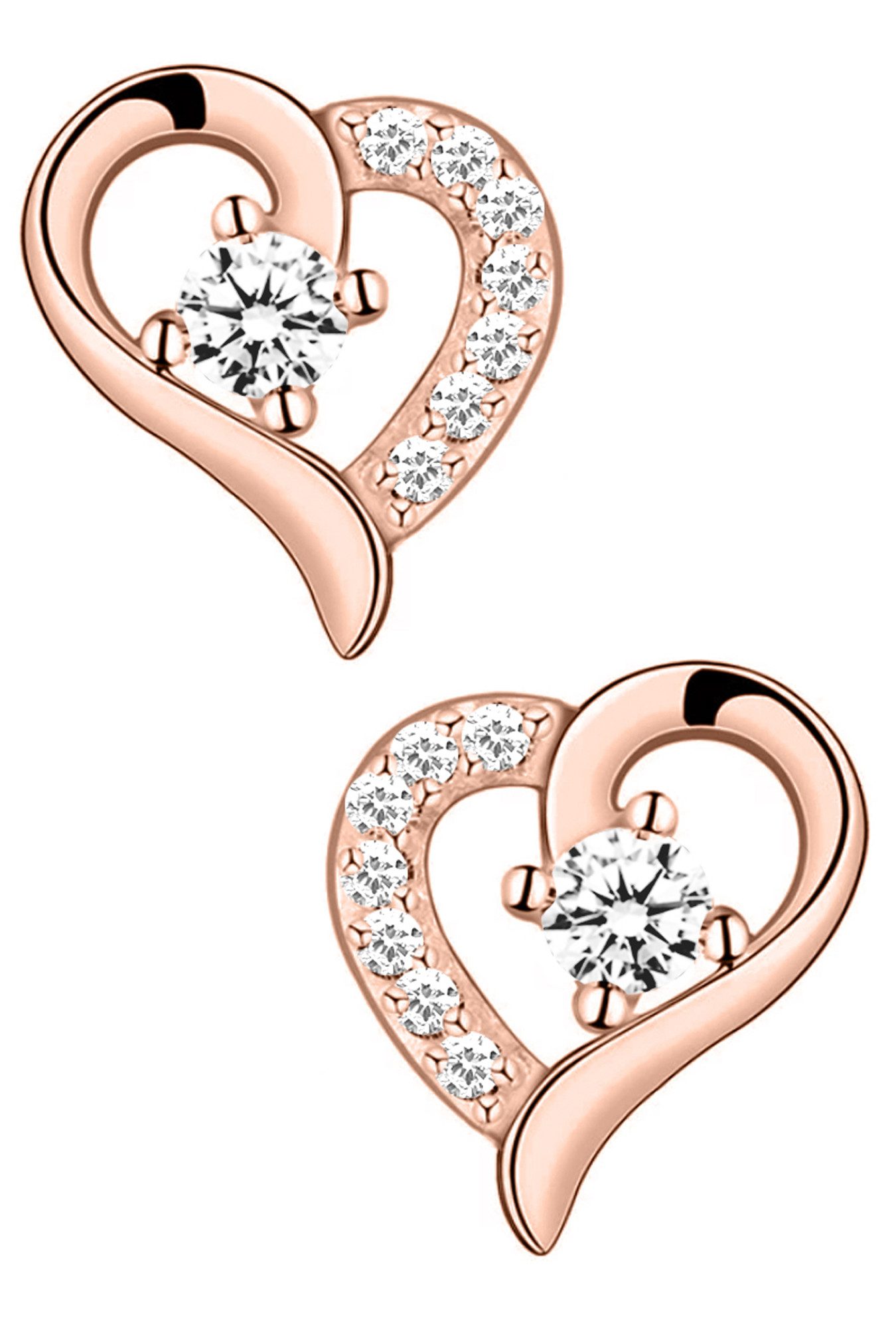 Limana Paar Серьги-гвоздики 925 Sterling Silber Herz Rosegold Gold Rosa Herzohrringe für jeden Tag (inkl. Herz Geschenkdose), Liebesgeschenk Liebe Geschenk für Frauen Damen Ehefrau Freundin Mutter