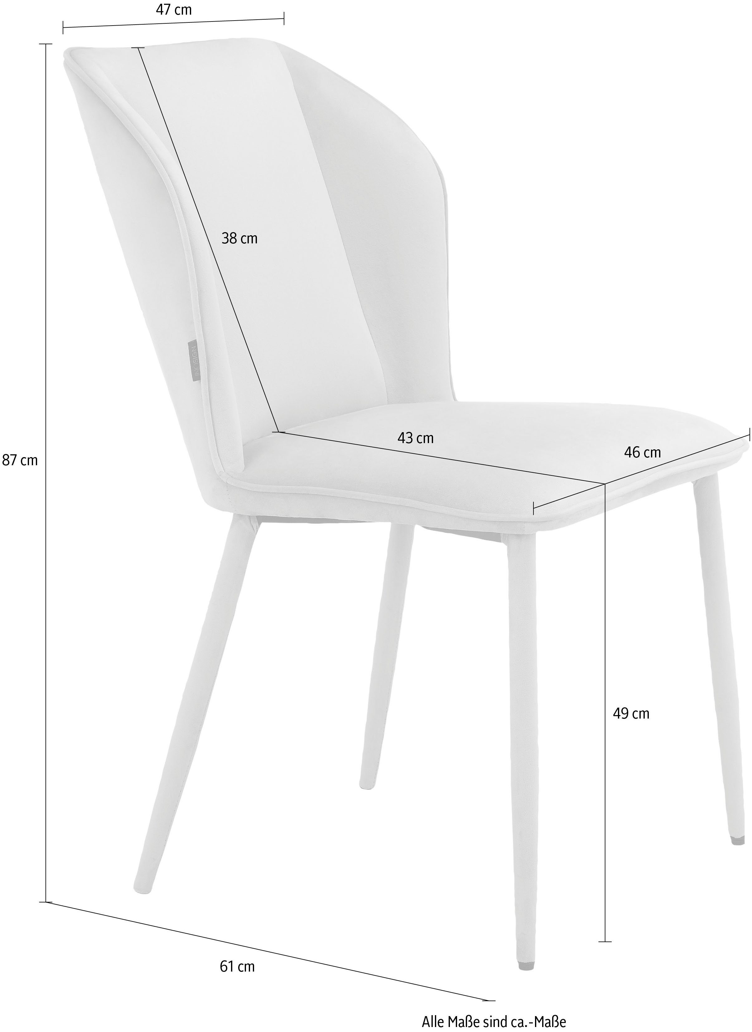 Sitzhöhe Esszimmerstuhl senffarben mit 49 cm (2 St), Sitz gepolstert, in Velourstoff, Rücken INOSIGN und Koa