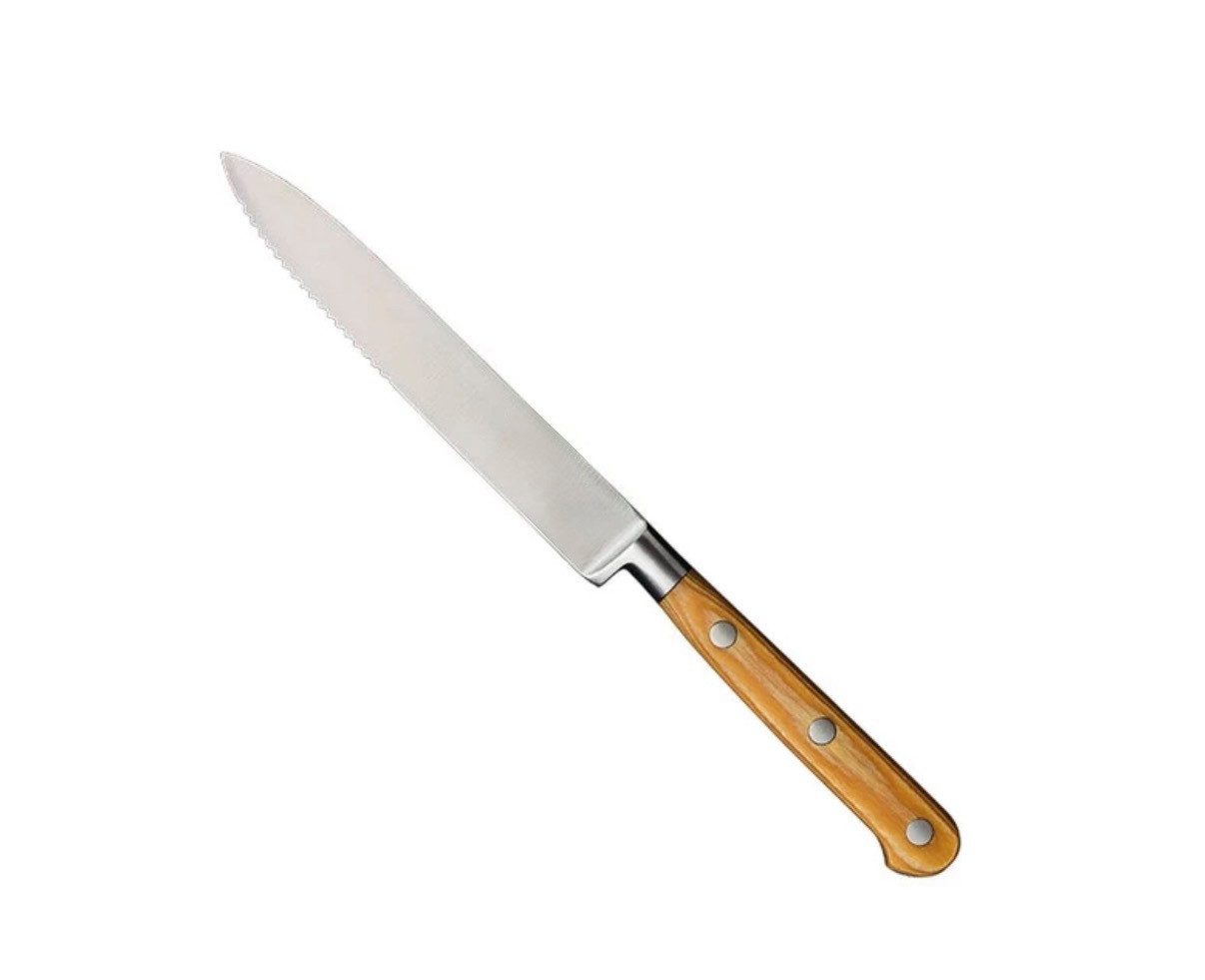 Efbe Allzweckmesser aus Edelstahl mit Griff aus hellbraunen Vollholz