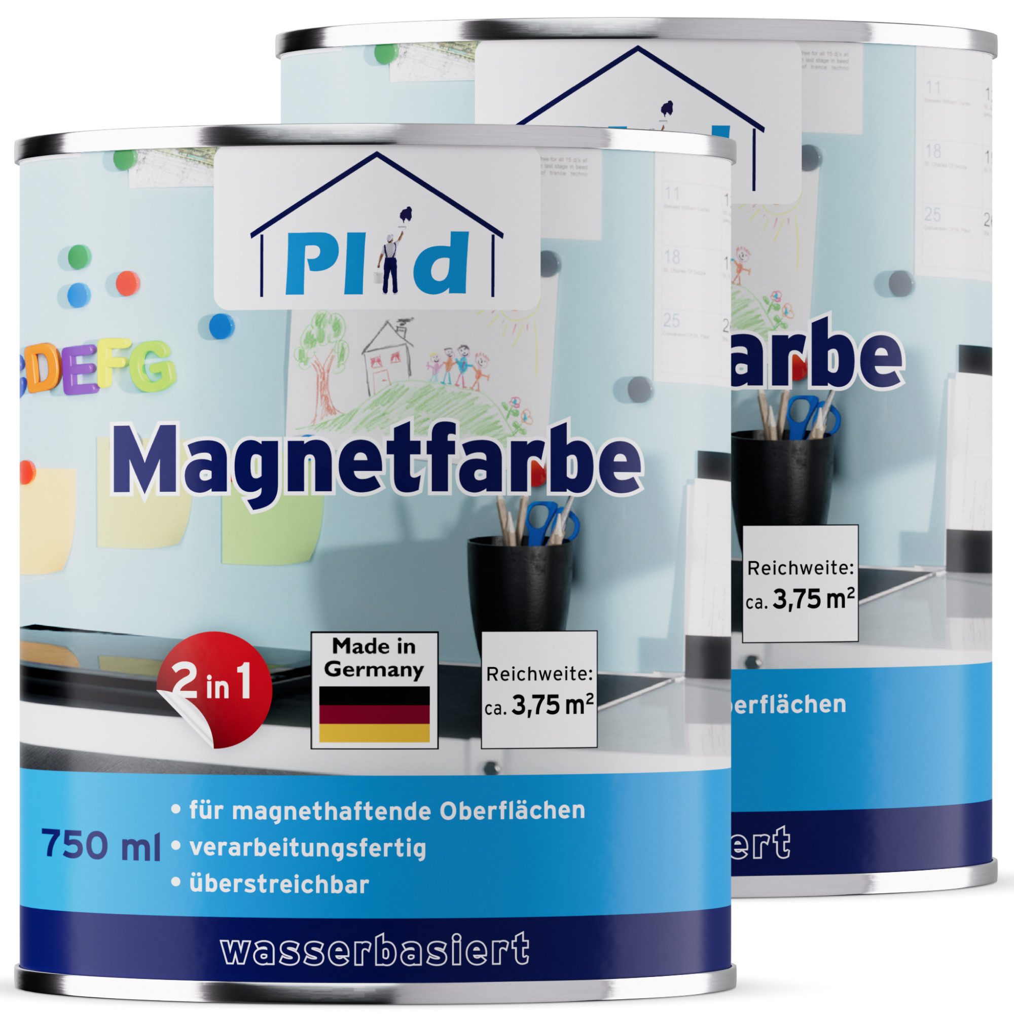 plid Magnetfarbe Premium Magnetfarbe Magnet Magnetlack Magnetwand, Schnelltrocknend, Magnetisch