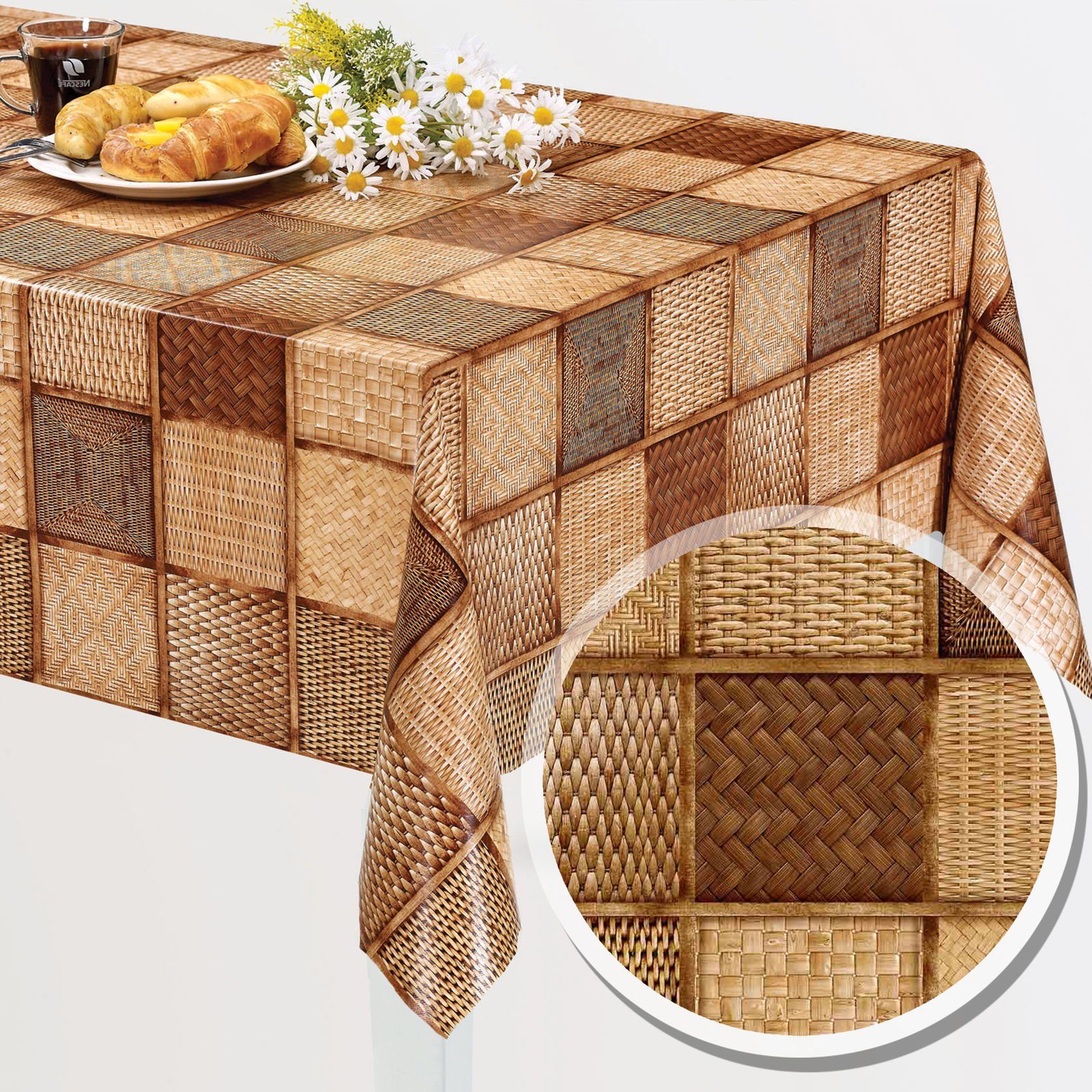 Melody Gartentischdecke Wachstuch Tischdecke Gartentischdecke rattan günstig online kaufen