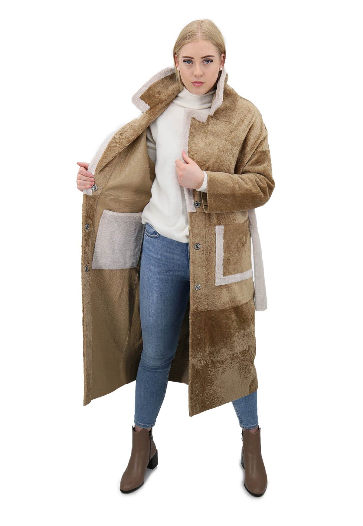 Hollert Wintermantel Lammfellmantel Shearling zum Wenden Lammfellmantel She günstig online kaufen