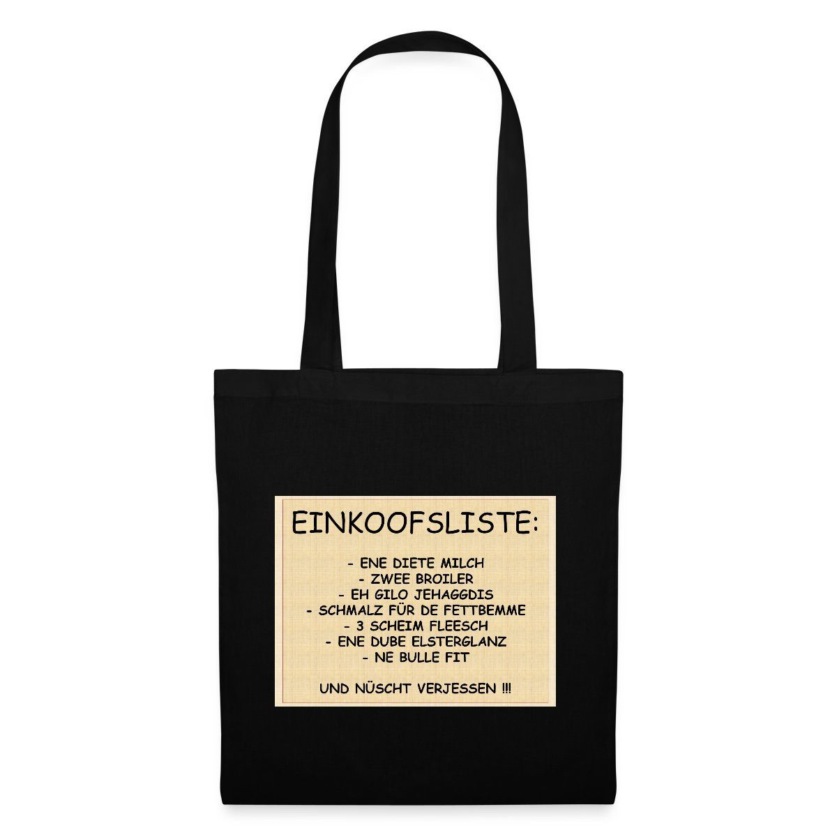 Henkeltasche Einkaufsliste sächsich Stoffbeutel