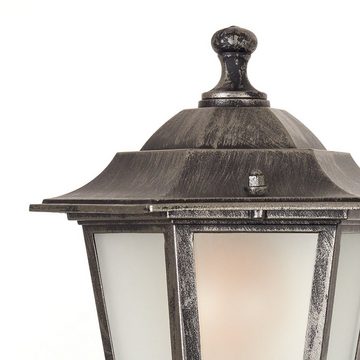 hofstein Außen-Stehlampe Wegeleuchte m. Bewegungsmelder aus Metall/Glas in Schwarz-Silber/Weiß, ohne Leuchtmittel, Höhe max. 200cm, Gartenbeleuchtung IP44, 2x E27, ohne Leuchtmittel