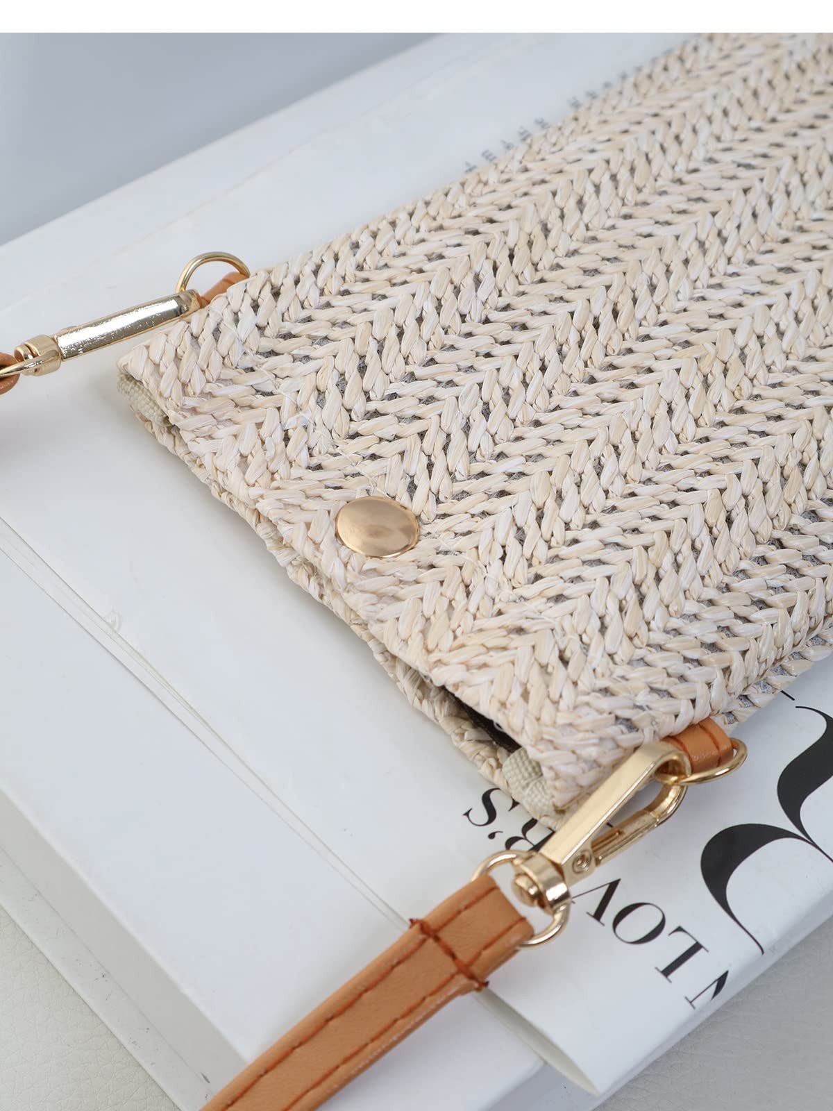 Coonoor Handytasche Umhängetasche Damen, Strohtaschen für Frauen Crossbody Strand Tasch – Bild 2 von 5