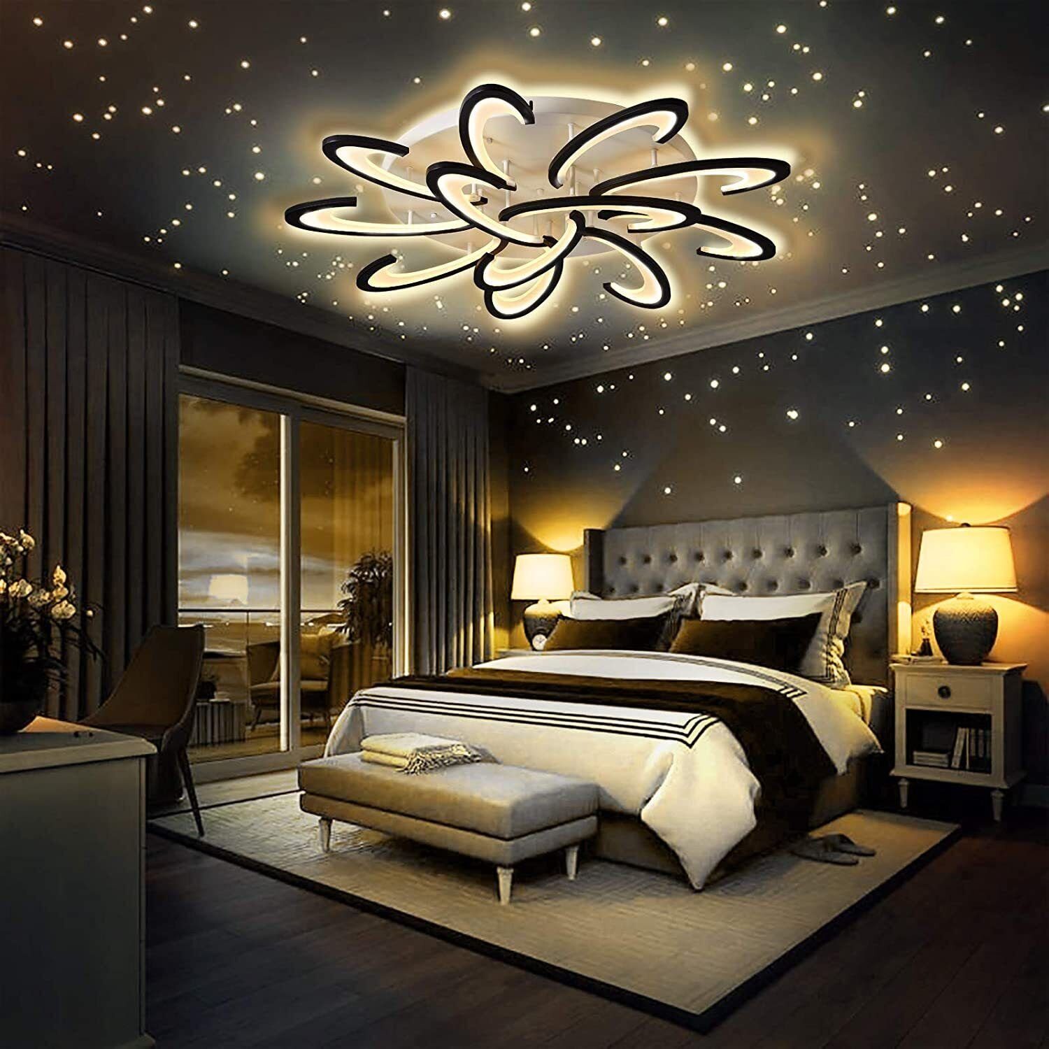 80W Deckenlampe Wohnzimmer LED Blumenförmiges, Deckenleuchten, Licht LETGOSPT / Fernbedienung, Dimmbar, Warmweiß, integriert, 60W 120W / Kaltweiß, Deckenleuchte Deckenlampe Naturweiß, fest Flur für 120W LED Schlafzimmer