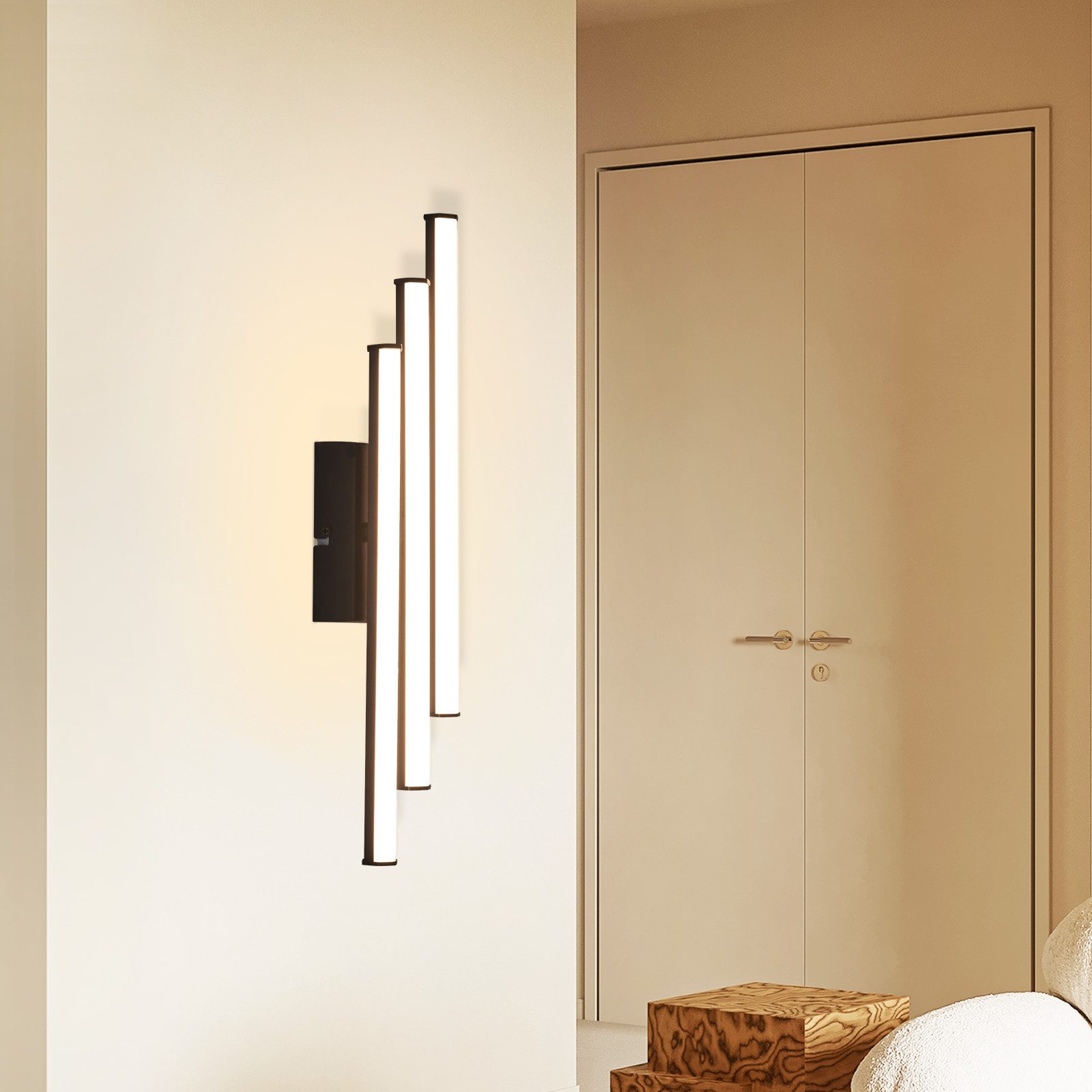 Nettlife LED Wandleuchte Innen Schwarz Modern 6/12/18/27W 3000K Flur Wandbeleuchtung Warmweiß, LED fest integriert, Warmweiß, Wandlicht für Wohnzimmer Schlafzimmer Küche