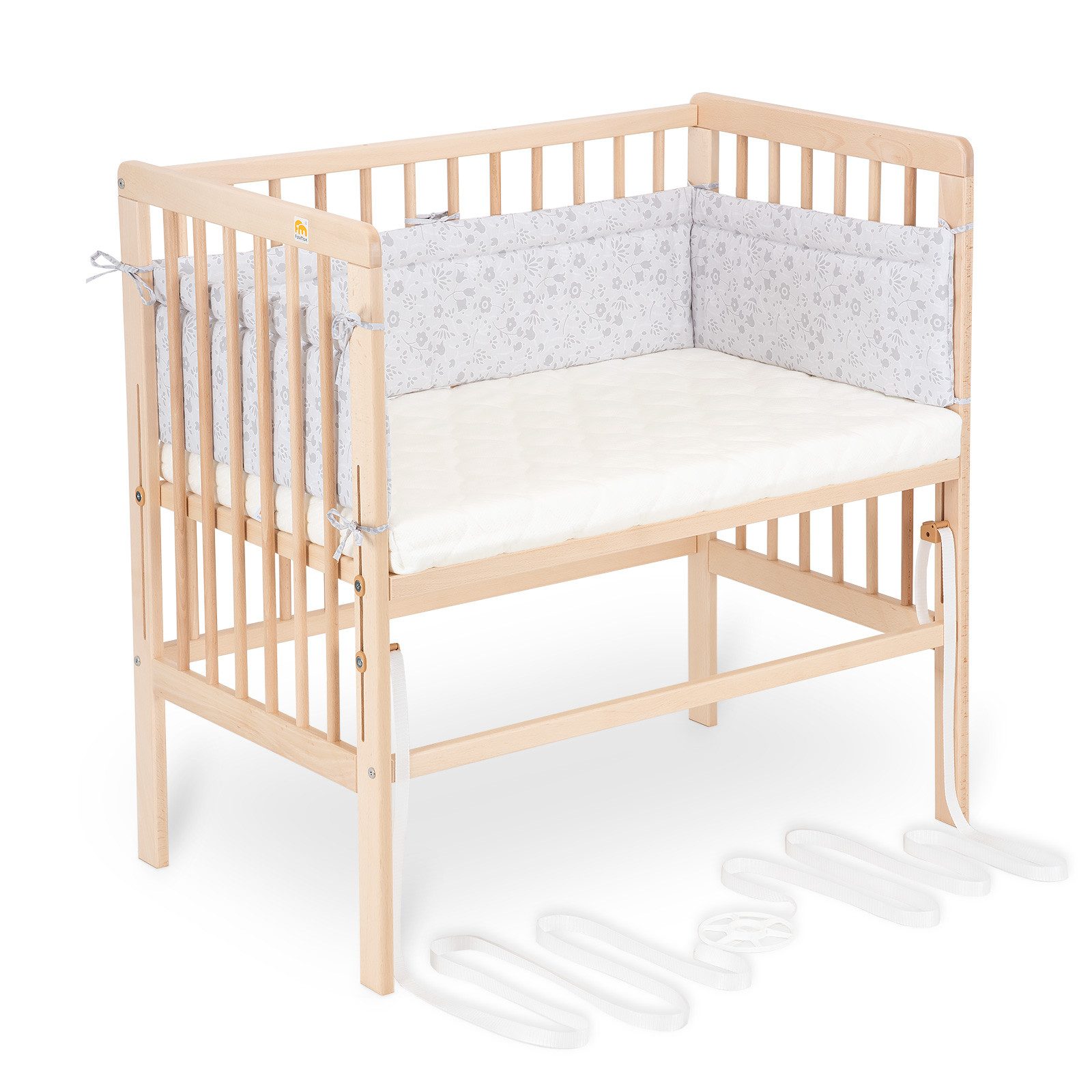 Beistellbett Babybett Boxspring Natur, 90 x 55 cm Liegefläche