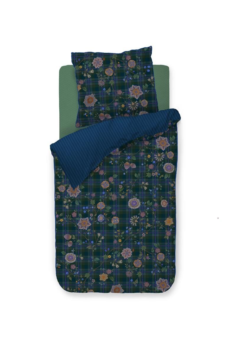 PiP Studio Постельное белье Постельное белье DE Flores Felices Dark Blue 135x200 blau, Baumwolle, 2 teilig, bettwäsche 135x200 baumwolle reißverschluss warm baumwolle bettwäsche