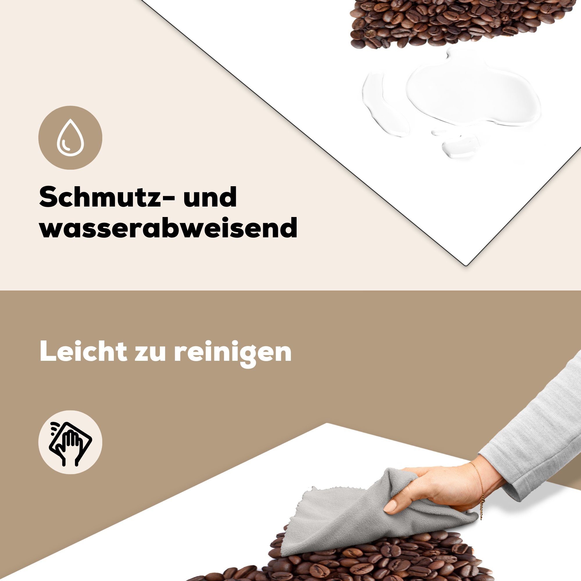 78x78 (1 Herdblende-/Abdeckplatte küche Herz cm, tlg), Ceranfeldabdeckung, für MuchoWow Kaffeebohnen, aus Vinyl, Arbeitsplatte