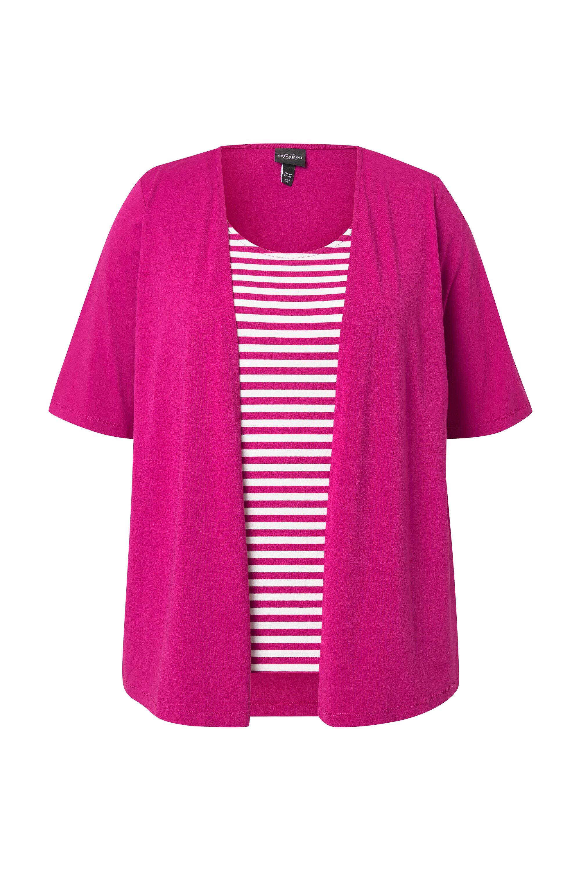 Ulla Popken T-Shirt 2-in-1-Shirt Ringel Rundhals günstig online kaufen