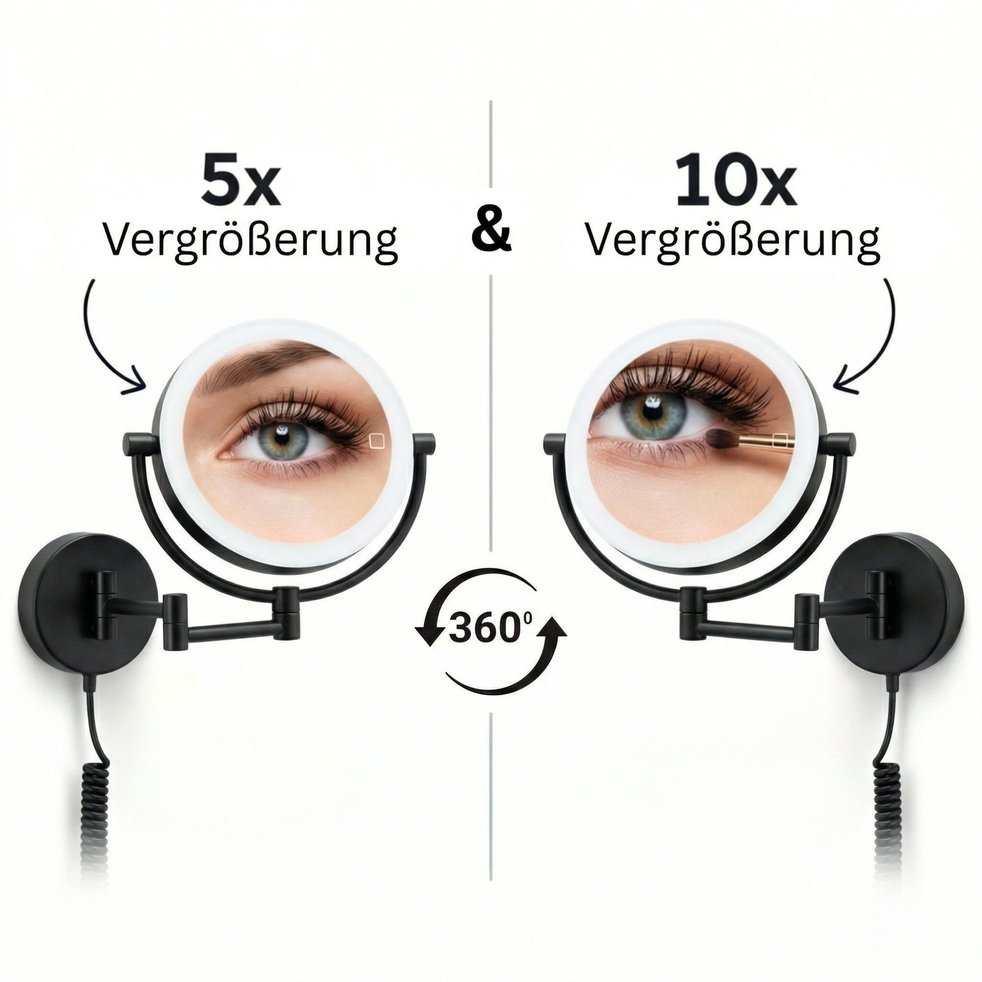 Libaro Kosmetikspiegel mit Beleuchtung und Vergrößerung MODENA schwarz 5-fa günstig online kaufen