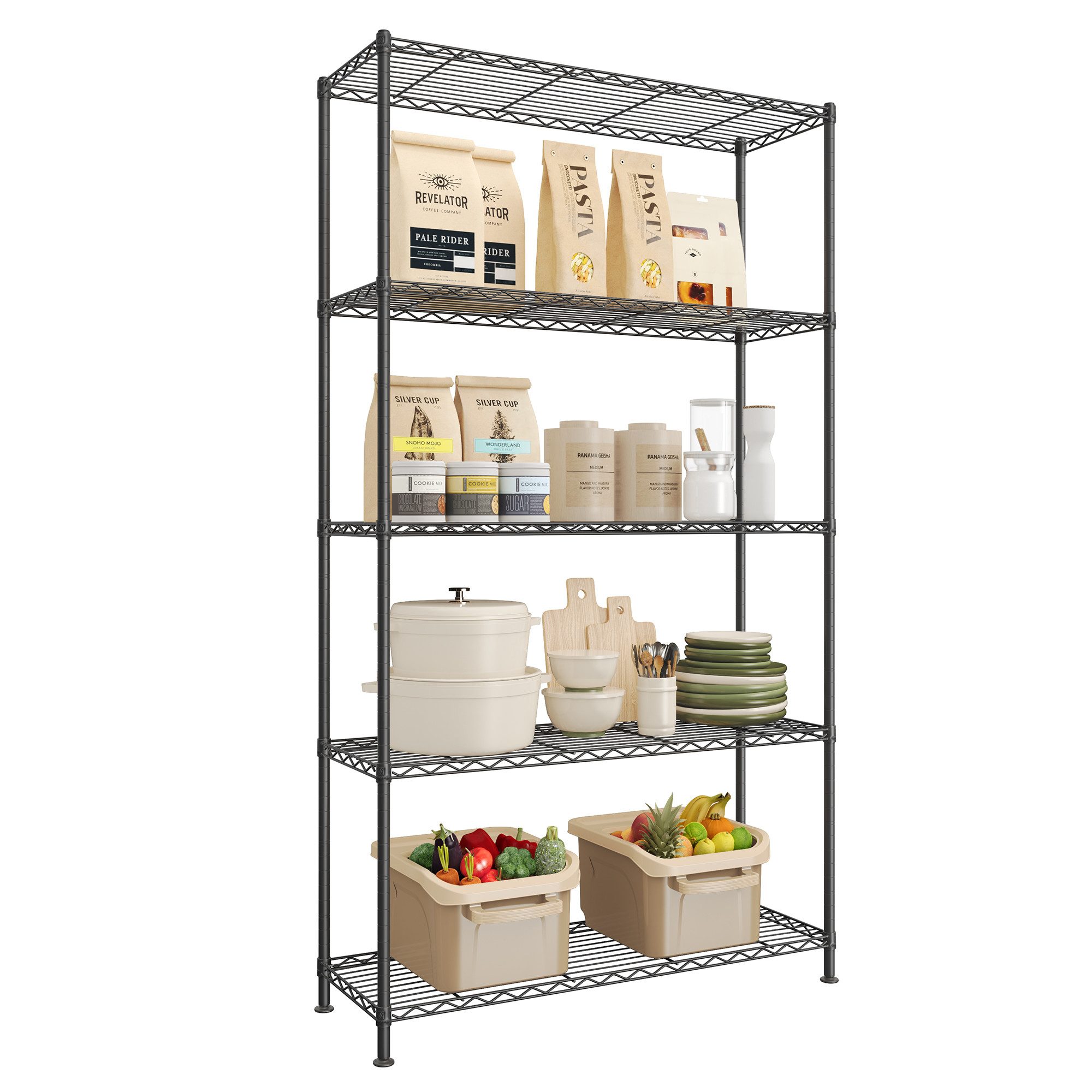 SONGMICS Standregal Metallregal, höhenverstellbare Ablagen, Standregal für Garage, 5 Ebenen, 30 x 90 x 161 cm, Aufbewahrungsregal für Wohnzimmer