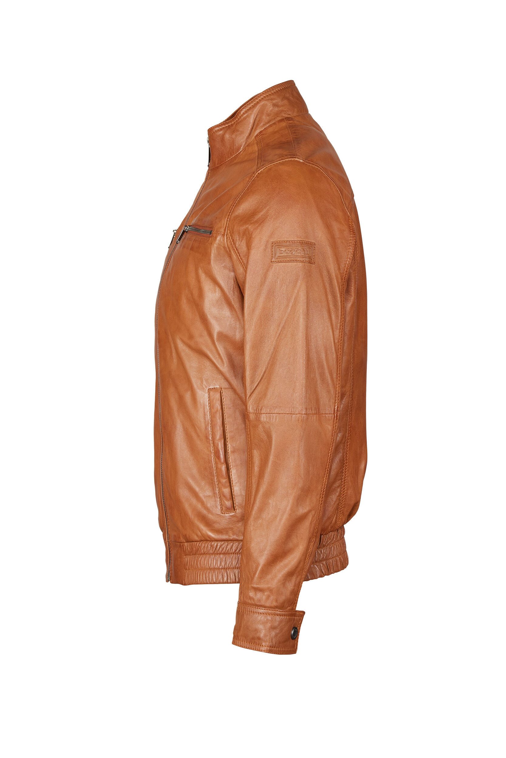 bugatti Lederjacke BUSASCHA (1-St) mit Stehkragen und Reisverschlüssen