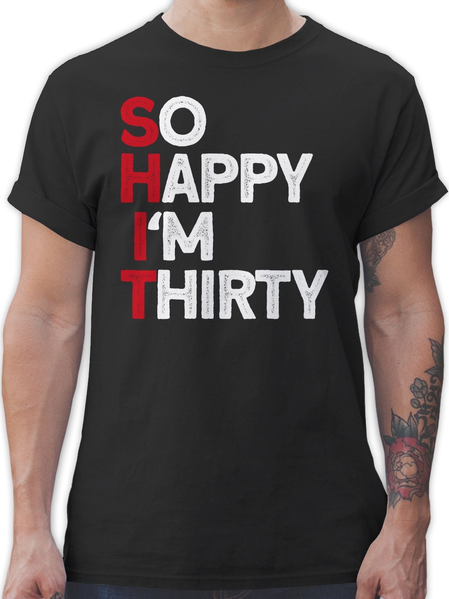T-Shirt Shit im thirty weiß/rot