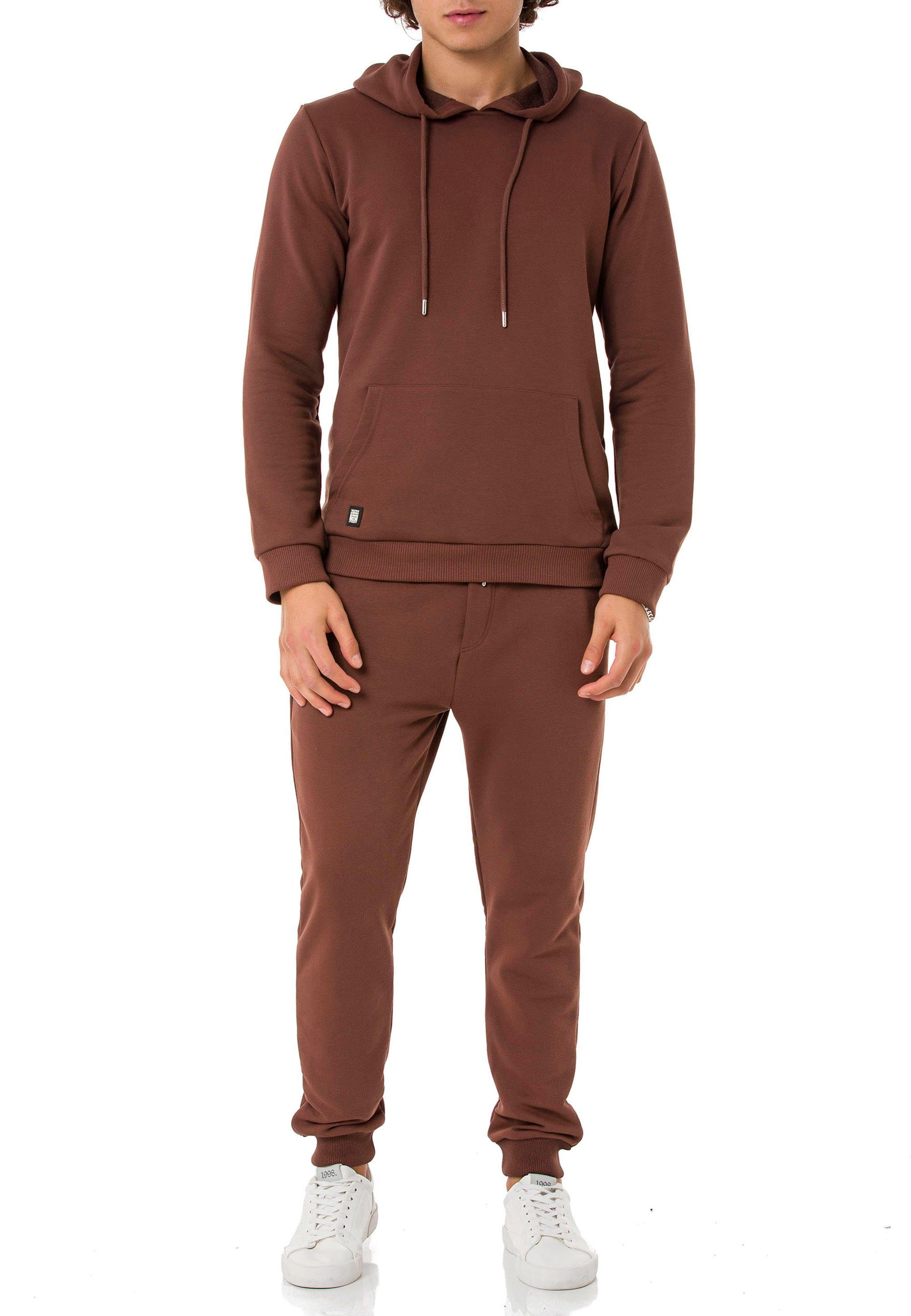 Premium Basic Set Red Herren Qualität Premium Braun Hose Hoodie Jogginganzug Kapuzensweatshirt Bridge RedBridge