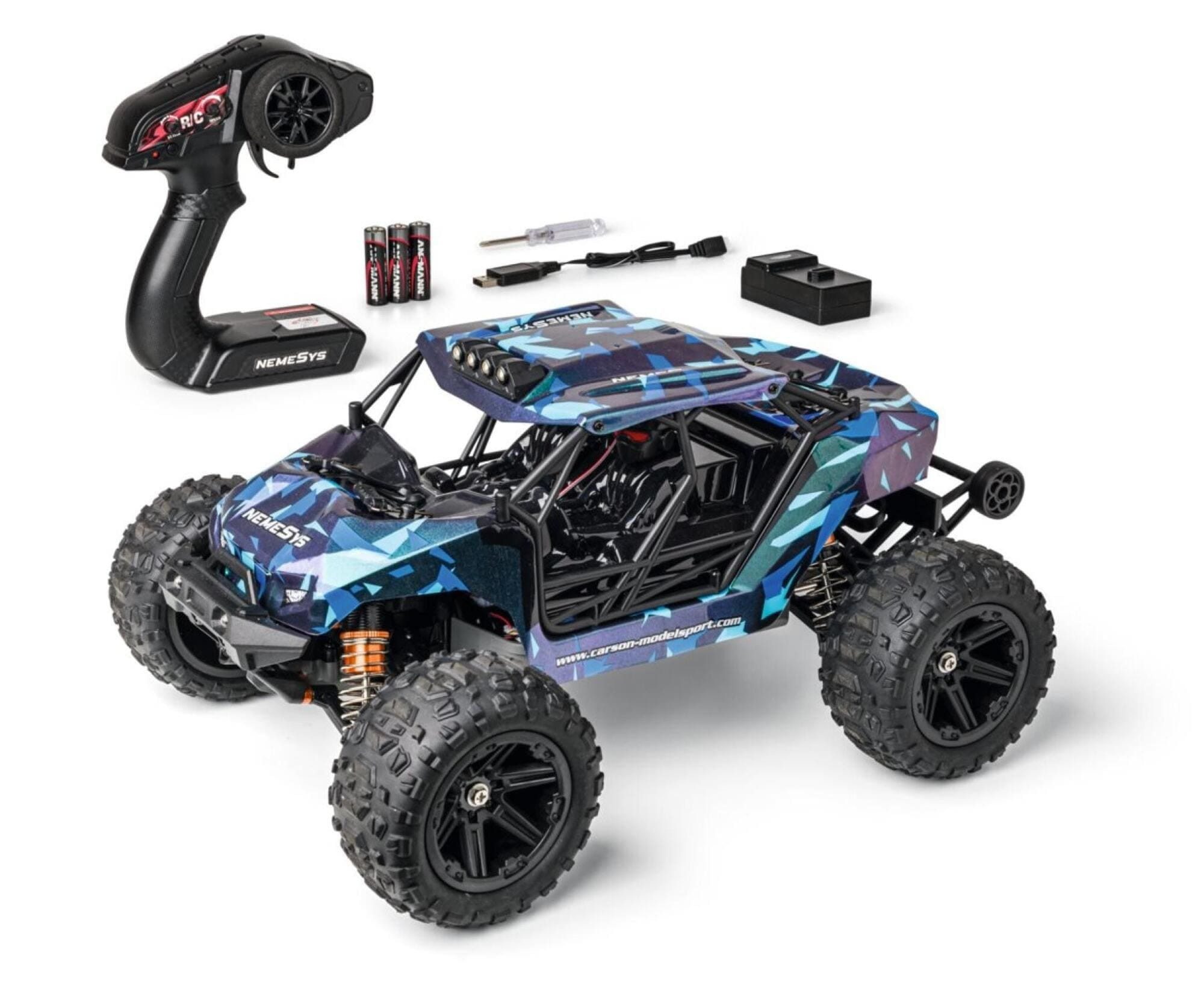 CARSON RC-Buggy Carson 1:12 NemeSys RC Buggy 4WD RTR mit LED-Licht & Wheelie-Funktion