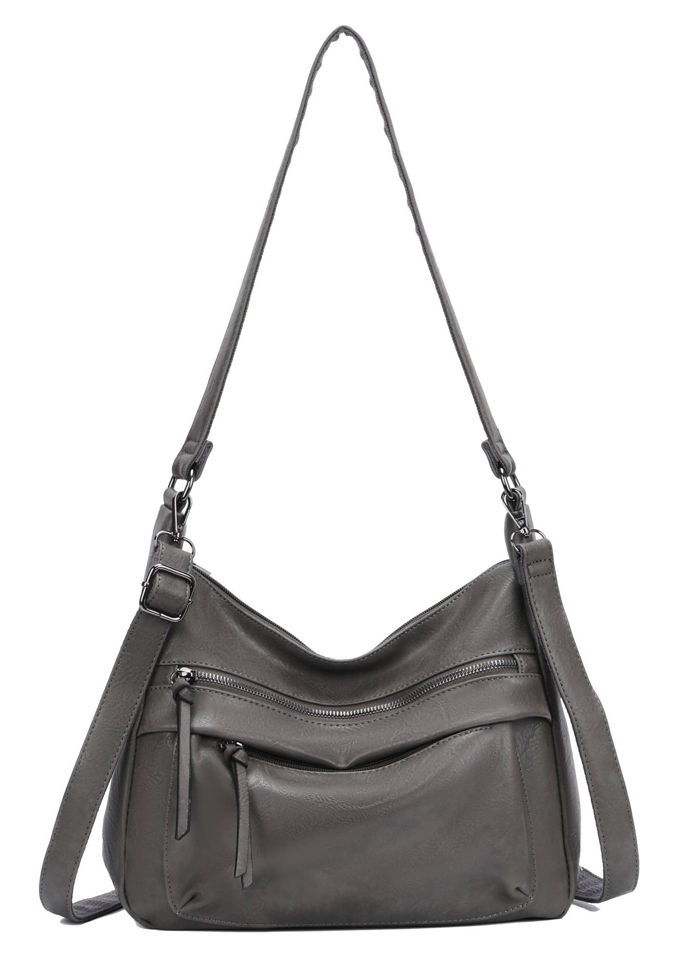 ITALYSHOP24 Schultertasche Damen Tasche Crossbody Handtasche Shopper CrossOver Umhängetasche, Hobo Bag Henkeltasche Freizeit Damentasche City Bag Leder Optik Reise