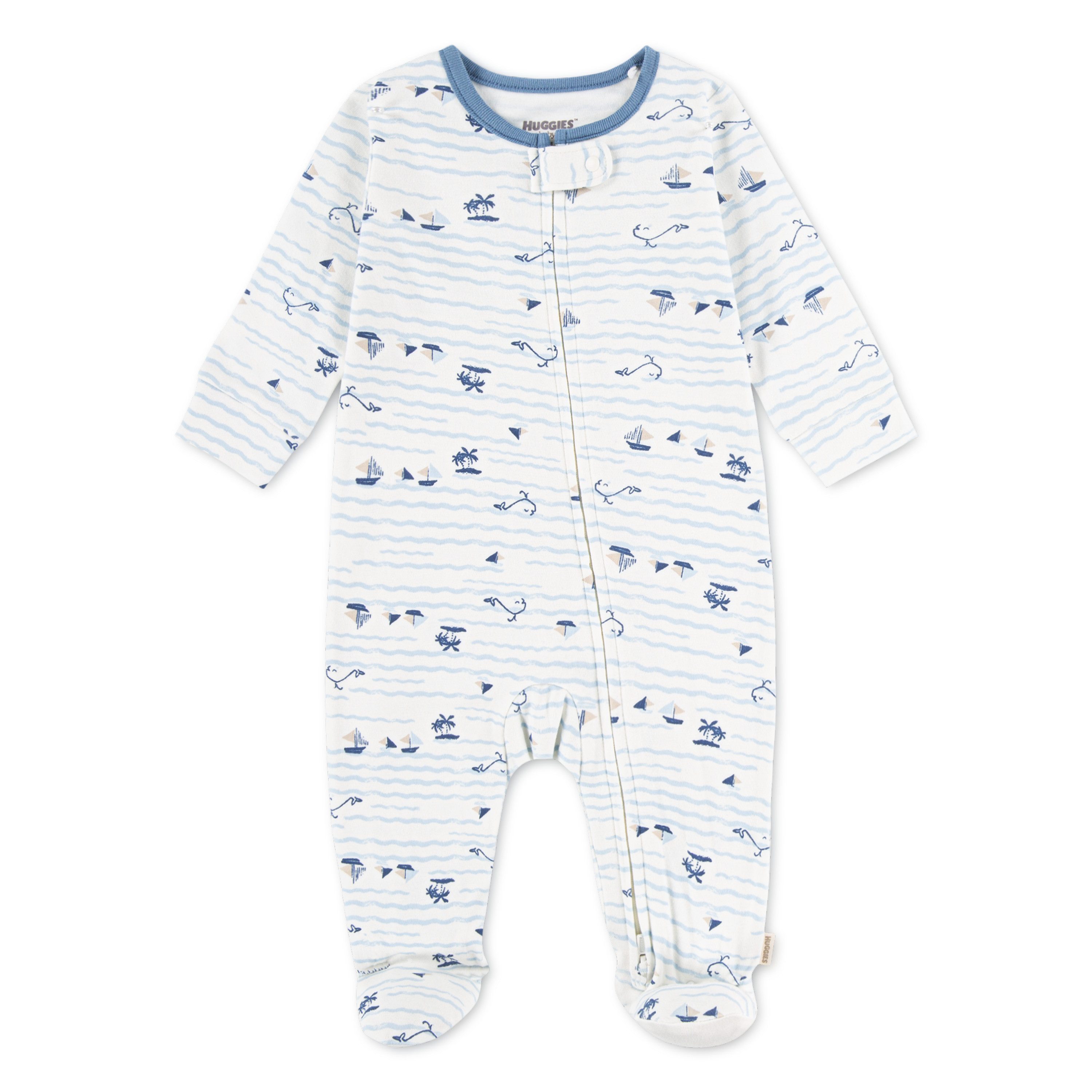 HUGGIES babywear Schlafoverall HUGB FOOTED COVERALL mit maritimem Alloverprint, Baumwolle
