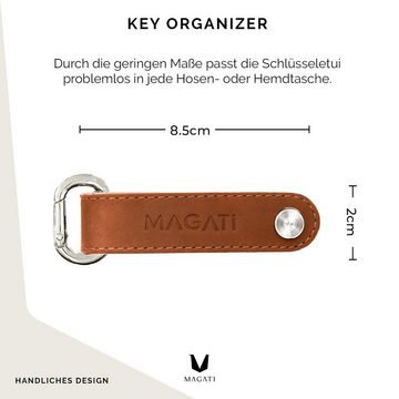 MAGATI Schlüsseltasche Key Organizer aus Echtleder, Schlüsseletui für 1-7 Schlüssel (Inkl. Geschenkbox, Einkaufswagenlöser, Flaschenöffner, Profiltiefenmesser), Key Holder mit Schlüsselfundservice für Damen & Herren