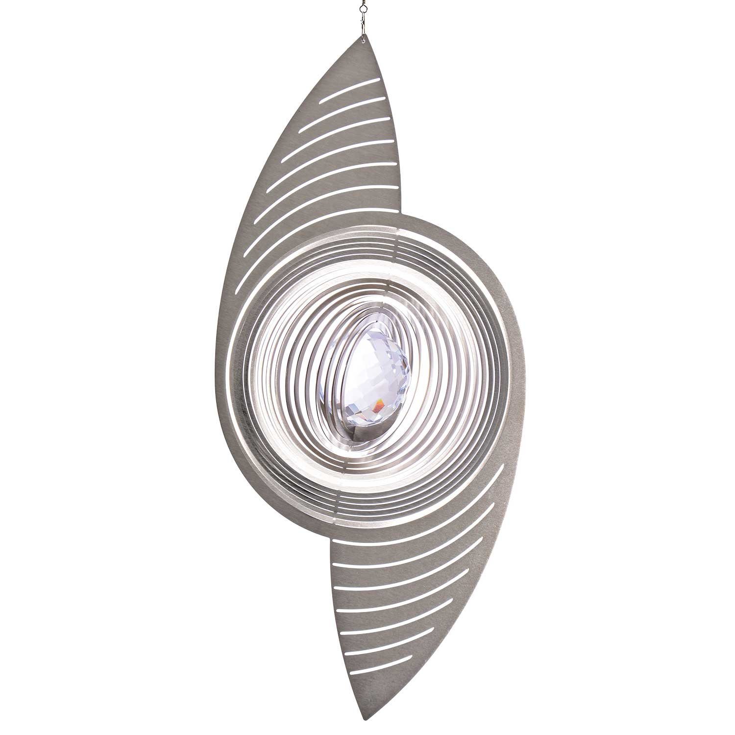 Pina Windspiel -L mit und ILLUMINO glasklarer Deko 50mm für Wohnung Metall Windspiel Windspiel Edelstahl Fenster Glaskugel Garten Gartendeko Wohn und