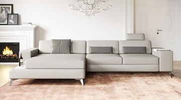 BULLHOFF Ecksofa Ledercouch Wohnlandschaft Leder Ecksofa Designsofa Eckcouch L-Form LED Couch Leder Sofa XXL anthrazit weiss grau »MÜNCHEN III« von BULLHOFF