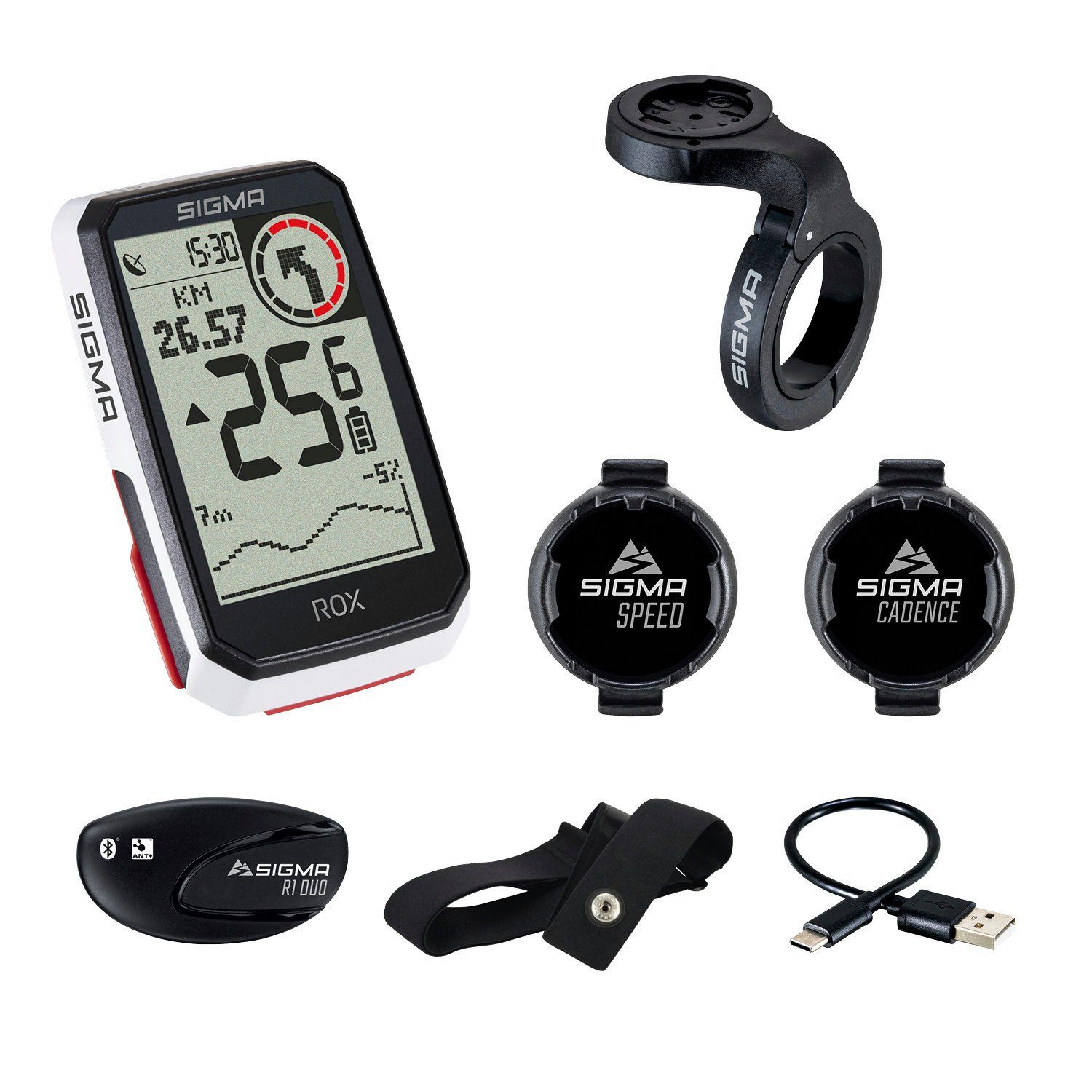 SIGMA SPORT Fahrradcomputer Rox 4.0 Sensor Set GPS Bike Computer Navi Fahrradtacho Komoot