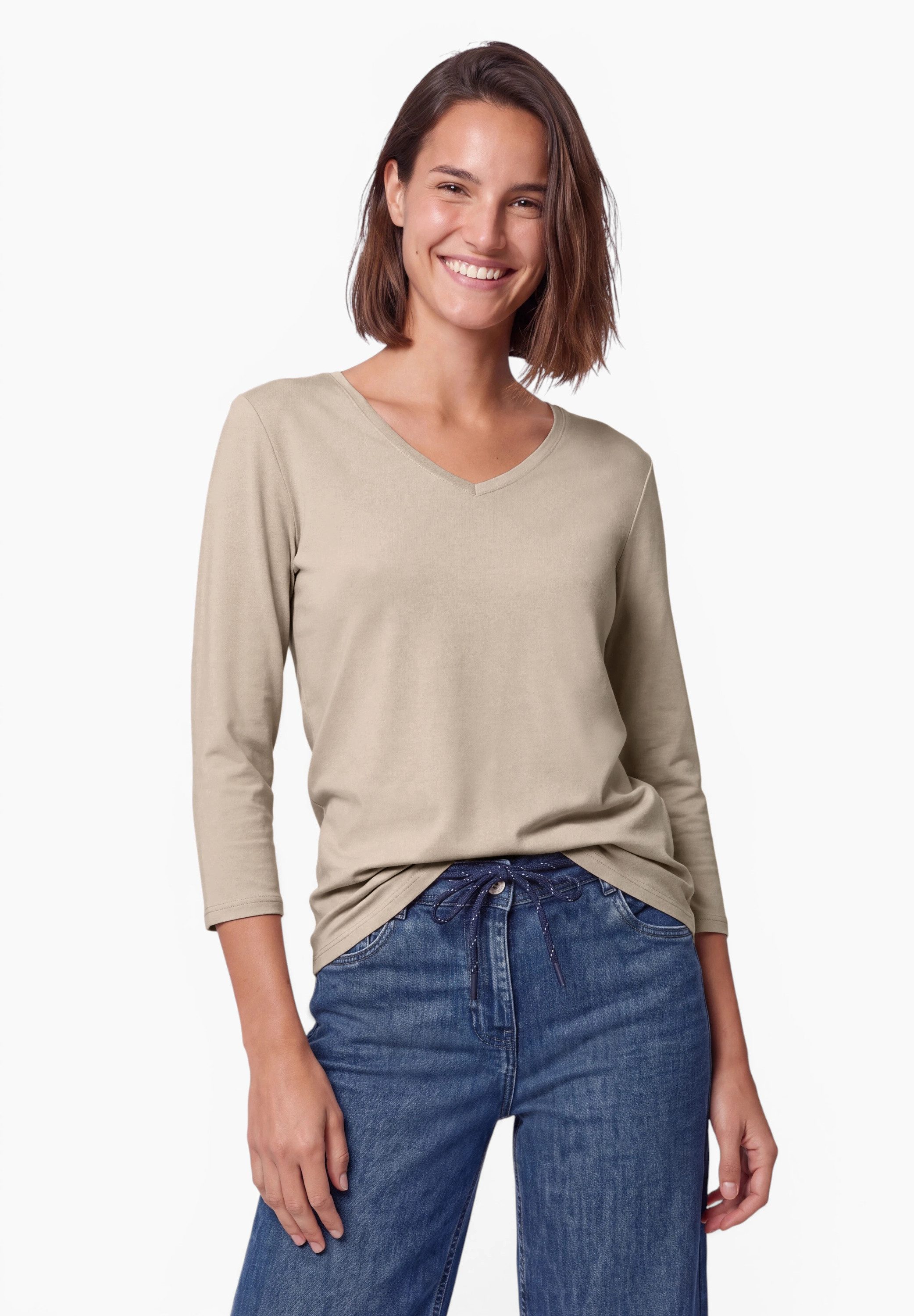 CECIL V-Shirt aus reiner Baumwolle