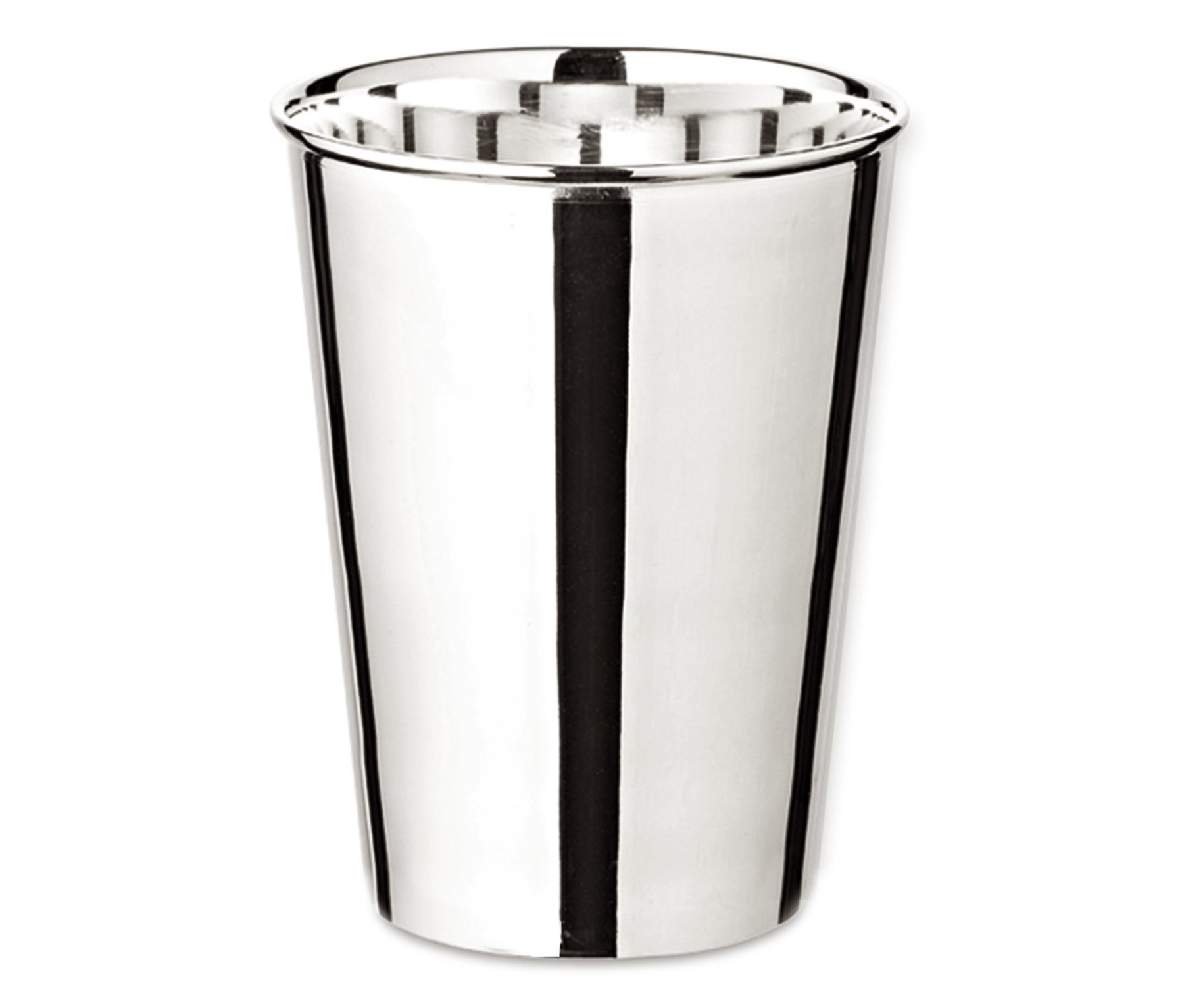 EDZARD Becher Konus, Messing, Trinkbecher im cleanen Design, Vase mit Silber-Optik, gravurfähig, schwerversilbert, 300 ml