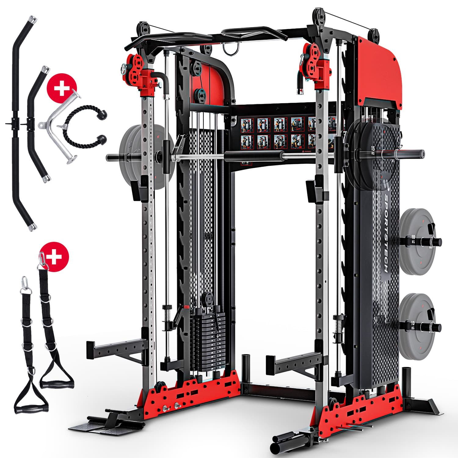 Sportstech Kraftstation SXM200, 100+ Übungsvariationen, zwei Gewichtsstacks à 70kg, Ganzkörpertraining