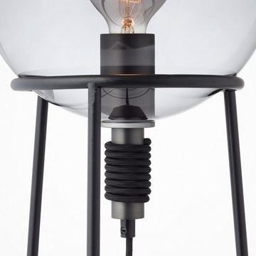 Brilliant Stehlampe Pheme, Pheme Standleuchte 1flg schwarz/silber, Metall/Glas, 1x A60, E27, 52 W